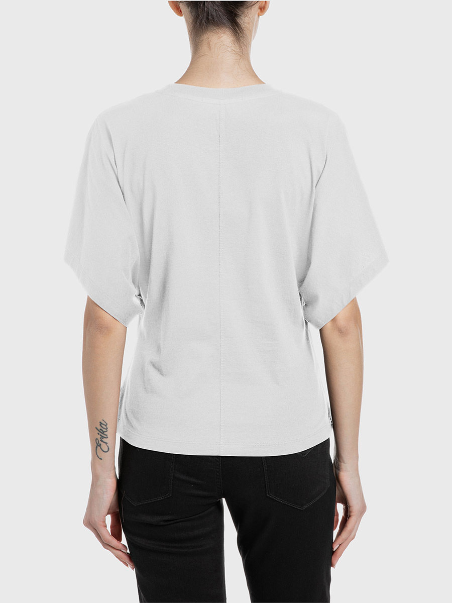 米白色五分袖修身T-shirt