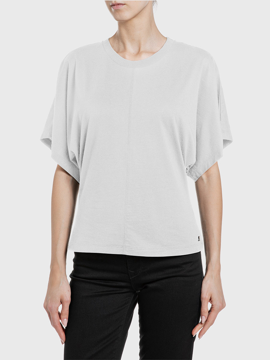 米白色五分袖修身T-shirt