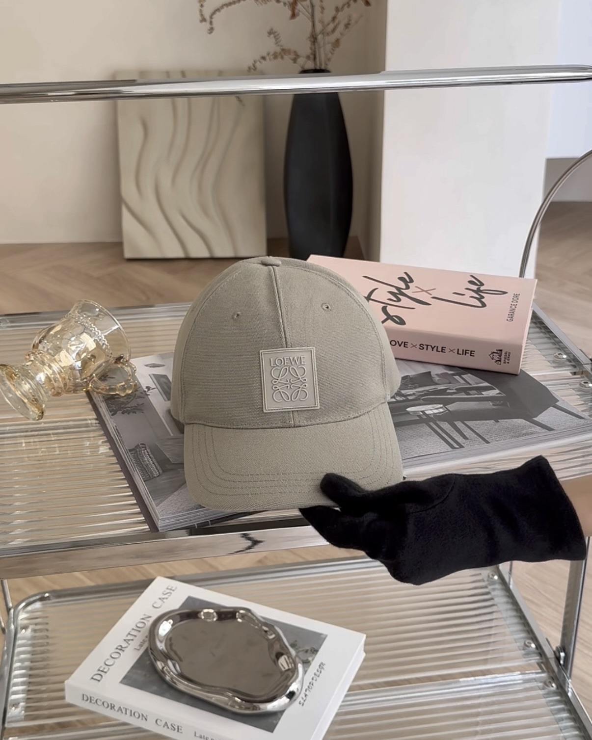 LOEWE｜帆布貼飾棒球帽 灰色