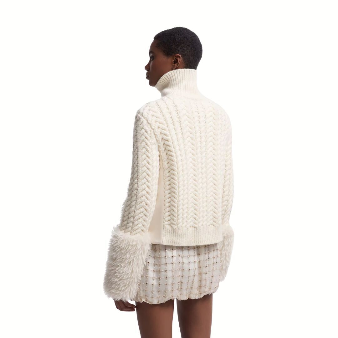 1DA0313-010 [MONCLER] Wool Blend Zip-Up Wool Cardigan White Ivory #K20939B00050M2346/034/S (BR)