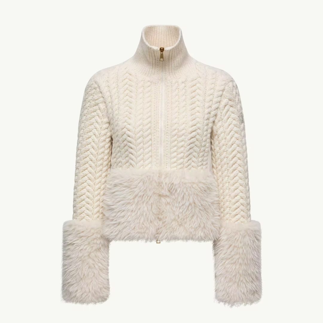 1DA0313-010 [MONCLER] Wool Blend Zip-Up Wool Cardigan White Ivory #K20939B00050M2346/034/S (BR)