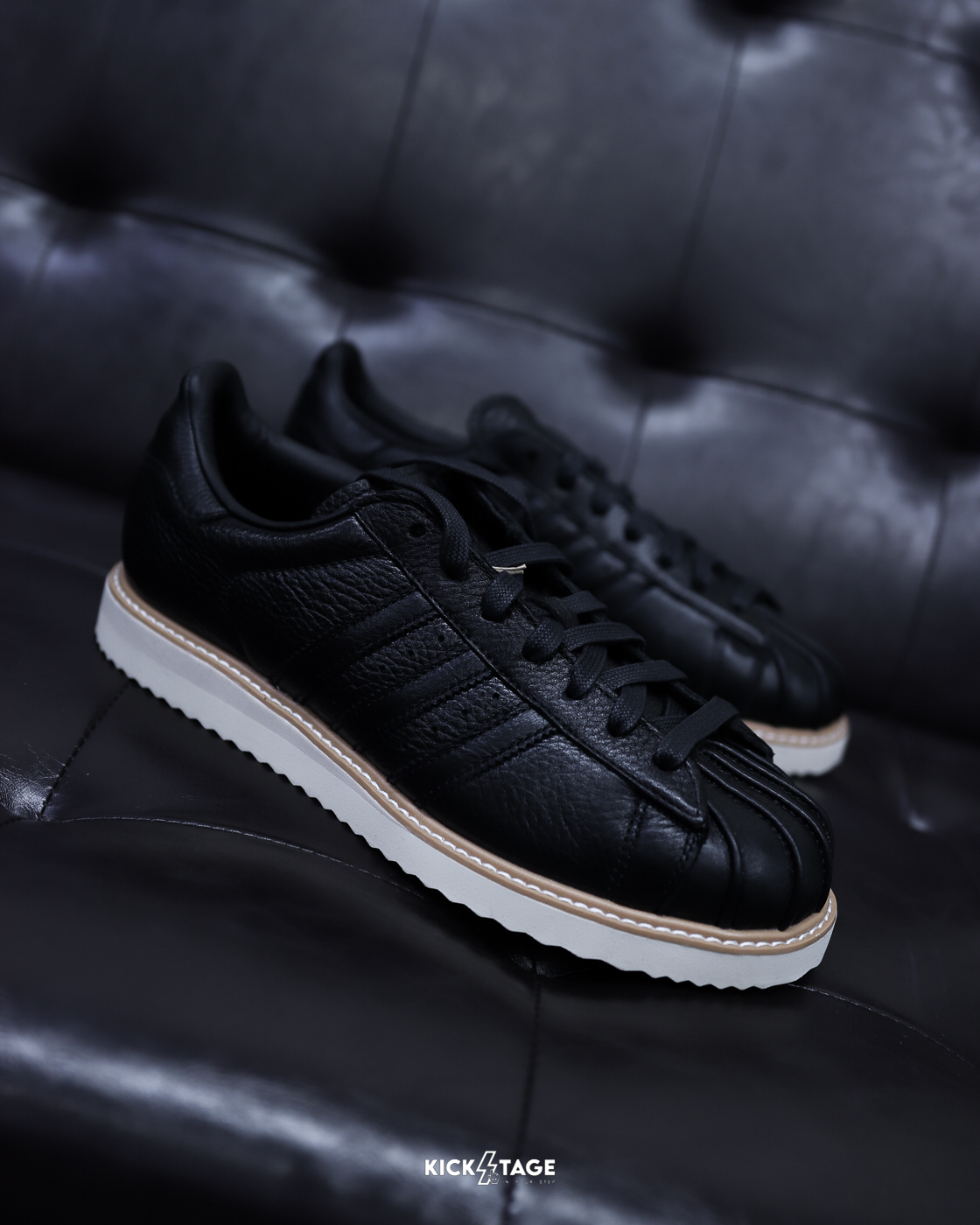 男鞋 ADIDAS SUPERSTAR LUX 黑色 皮革 經典 貝殼頭 休閒鞋【JQ4314】