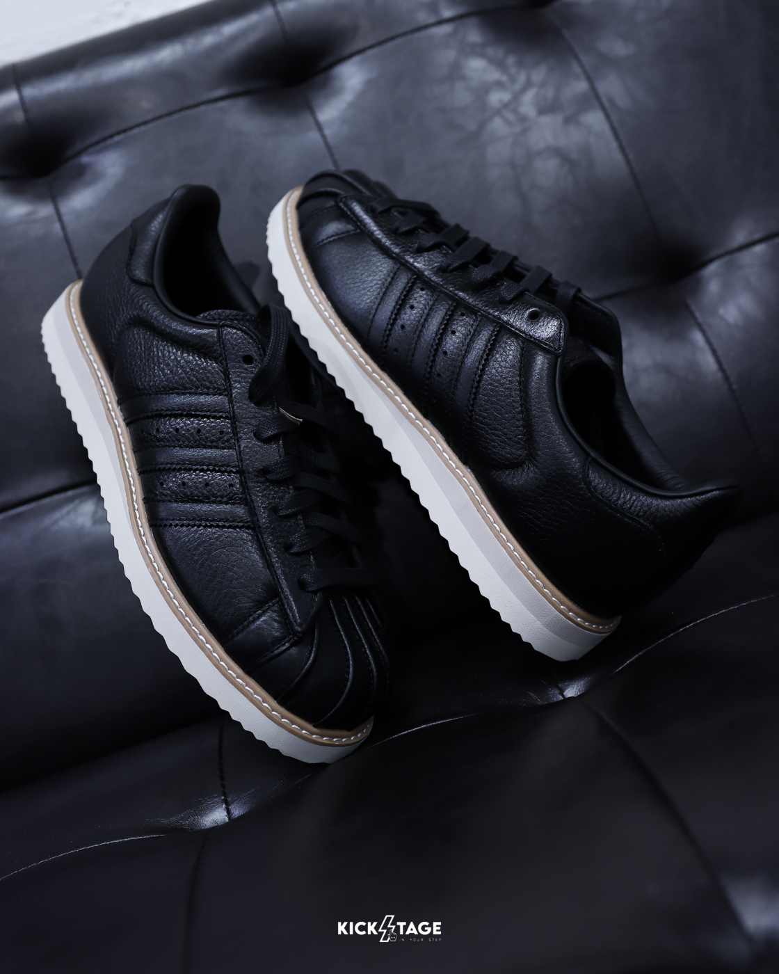 男鞋 ADIDAS SUPERSTAR LUX 黑色 皮革 經典 貝殼頭 休閒鞋【JQ4314】