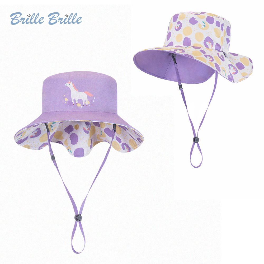 【Brille Brille】UPF50+ 物理防曬 鬆緊版 涼感雙面 | 兒童防曬帽 - 香Ｑ地瓜球