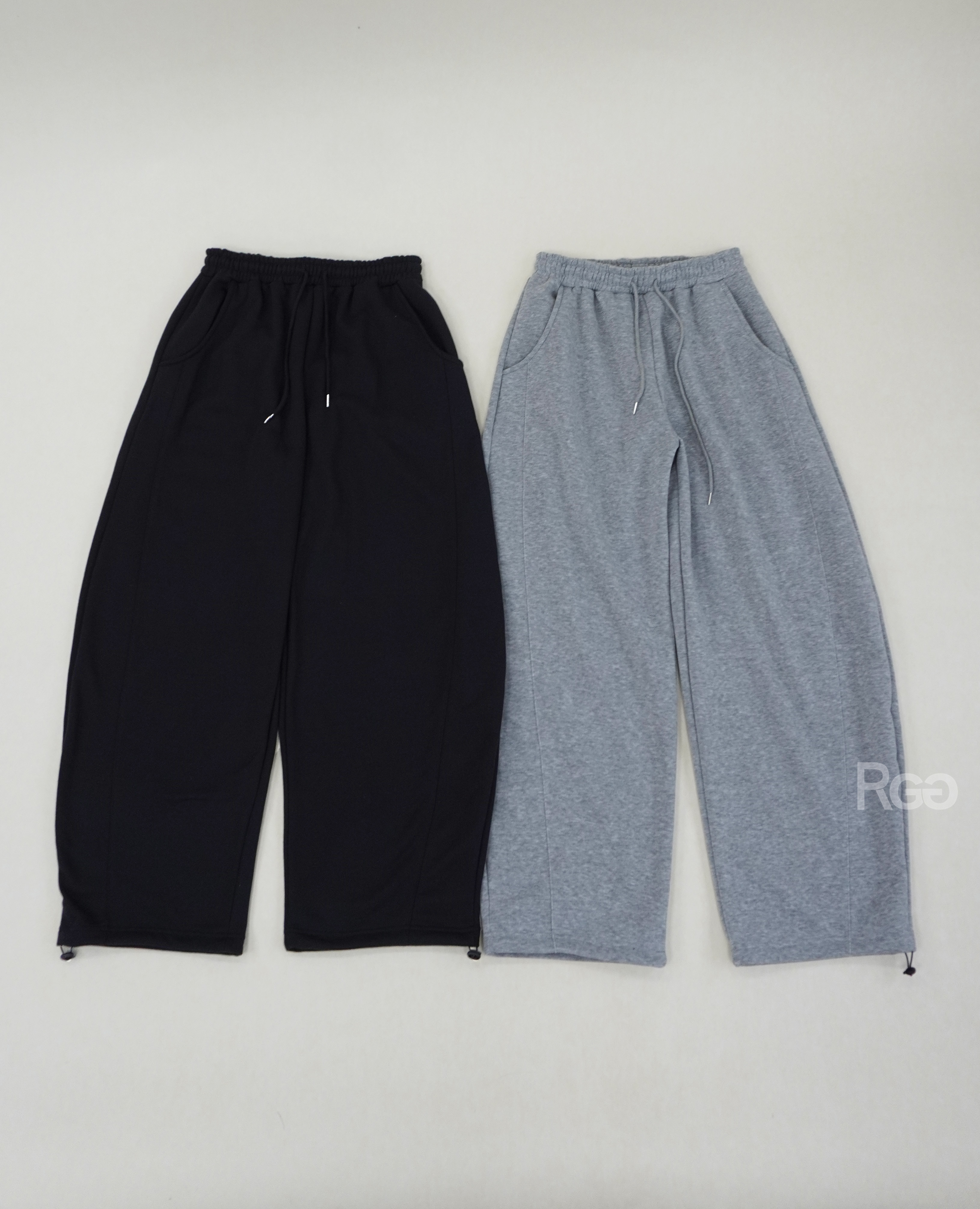 素面彎刀刷毛棉長褲黑、灰商品照