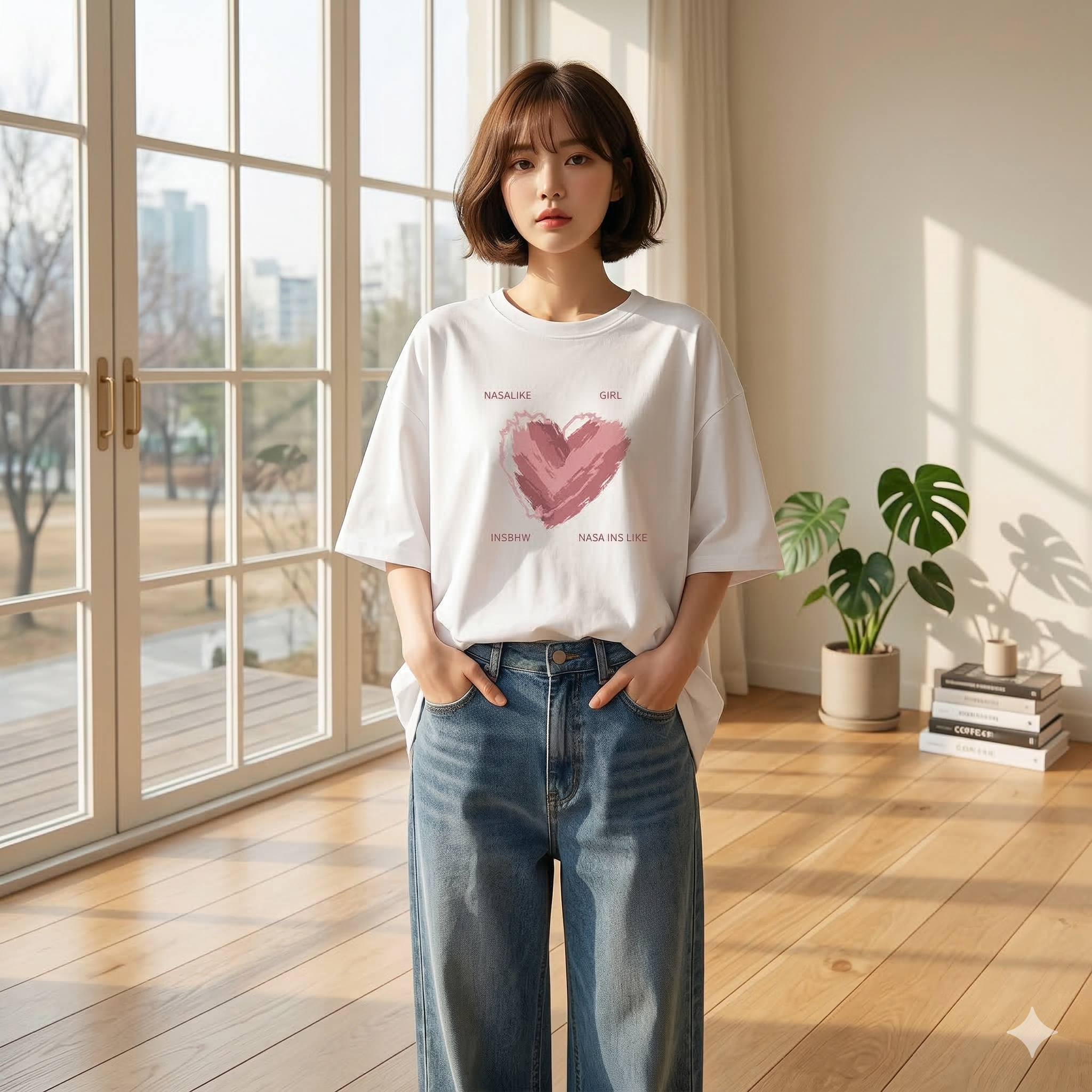 【ASister 小姊姊】AS0159#純棉上衣☆*愛心塗鴉*中長版短袖T恤(10色 S-3XL)