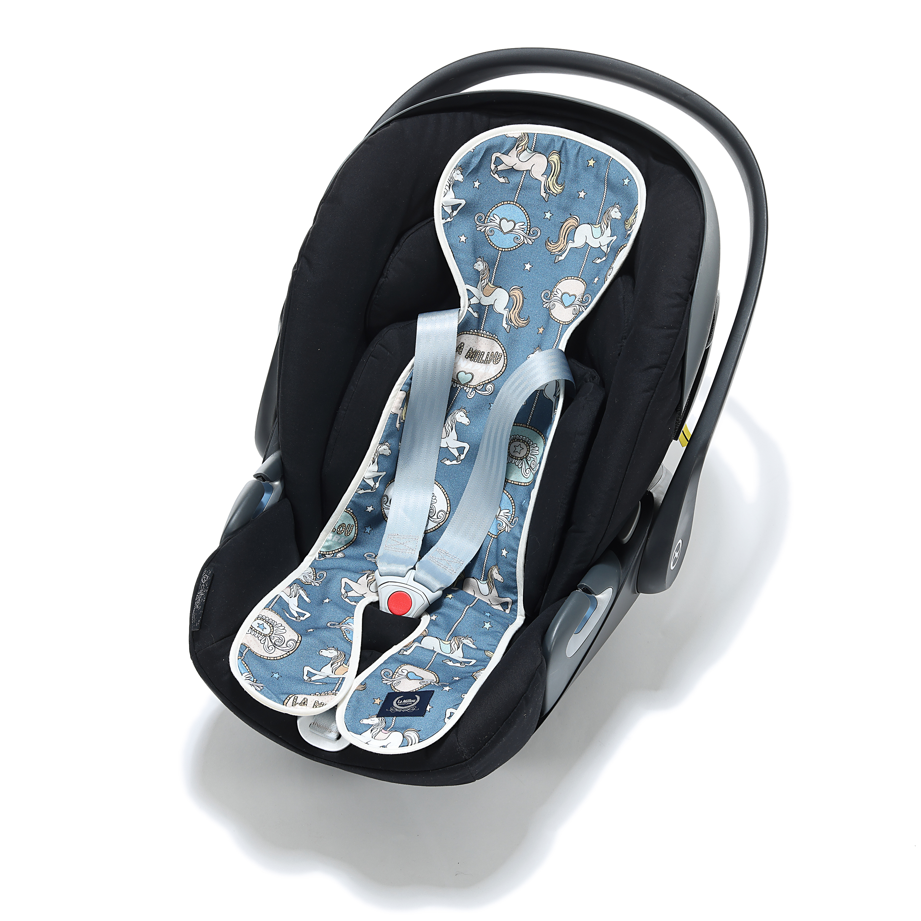 La Millou波蘭 竹纖涼感網格汽座坐墊｜旋轉小木馬(藍底)