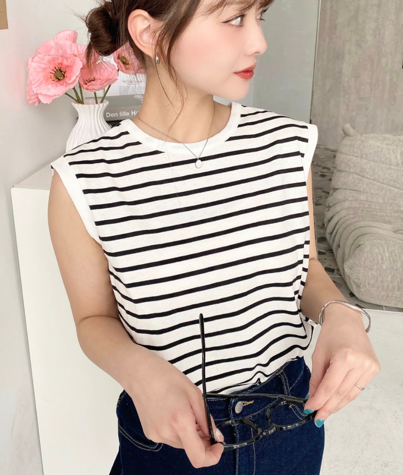 【預購】JN031202 moment+ 肩部打褶無袖上衣