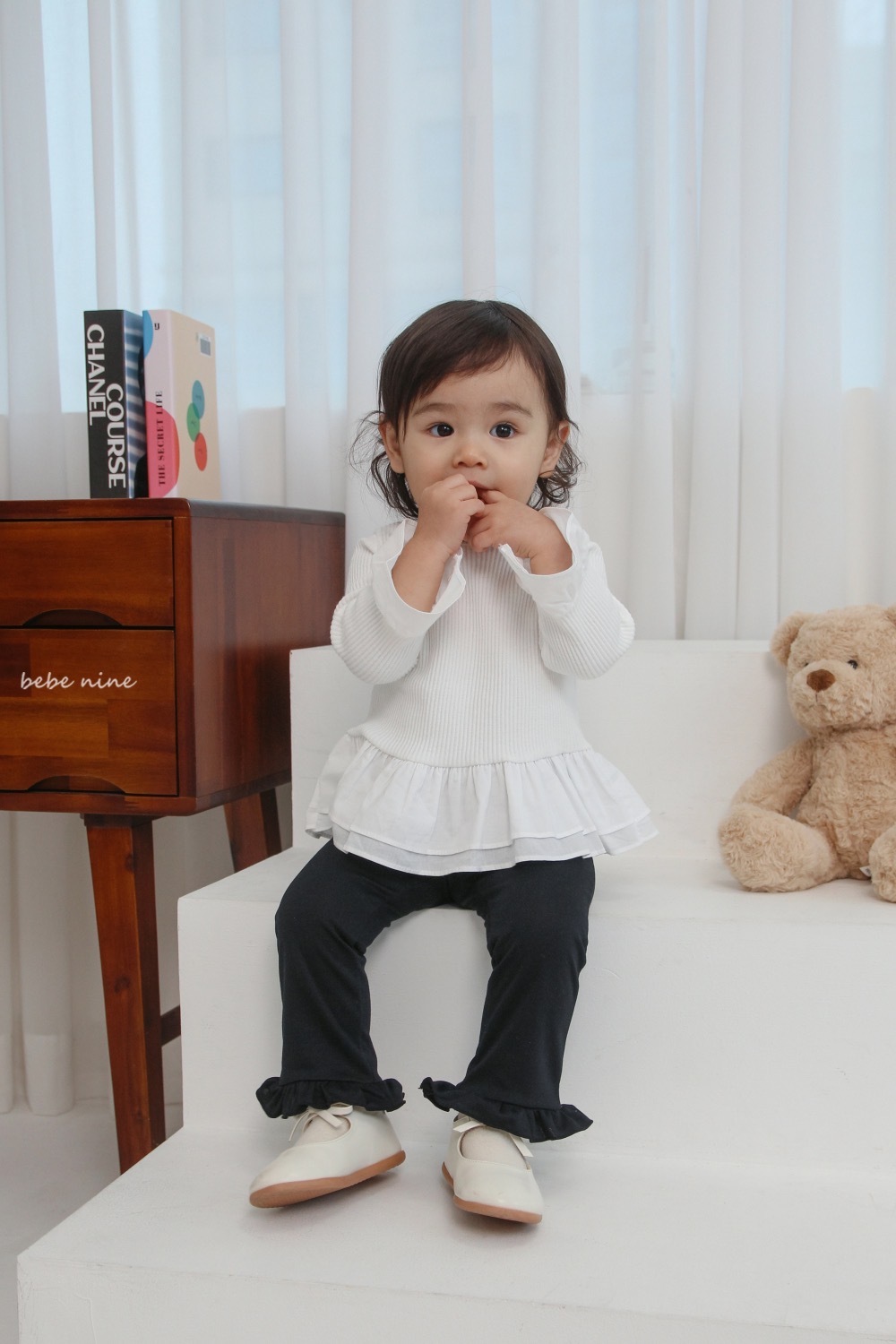 Bebe nine 荷葉滾邊打底褲 / 2色