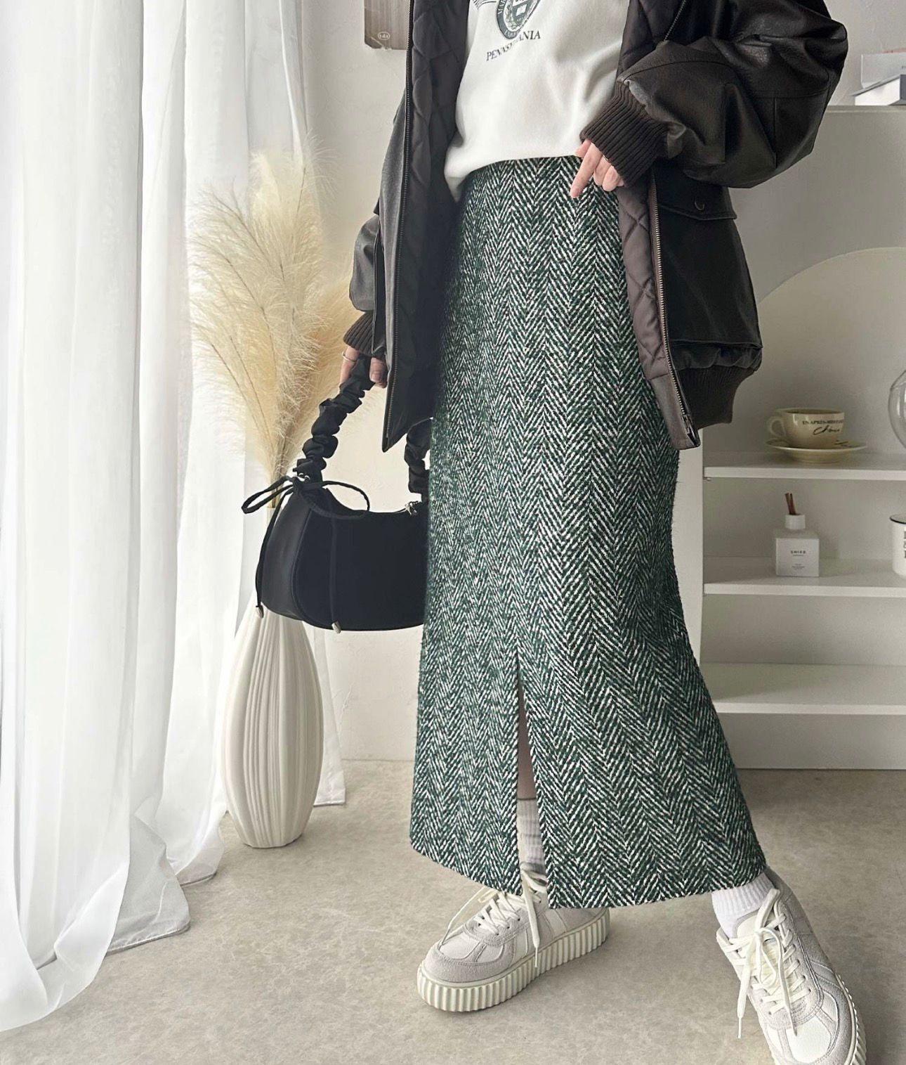 【預購】JN031204 classicalelf  人字紋長裙