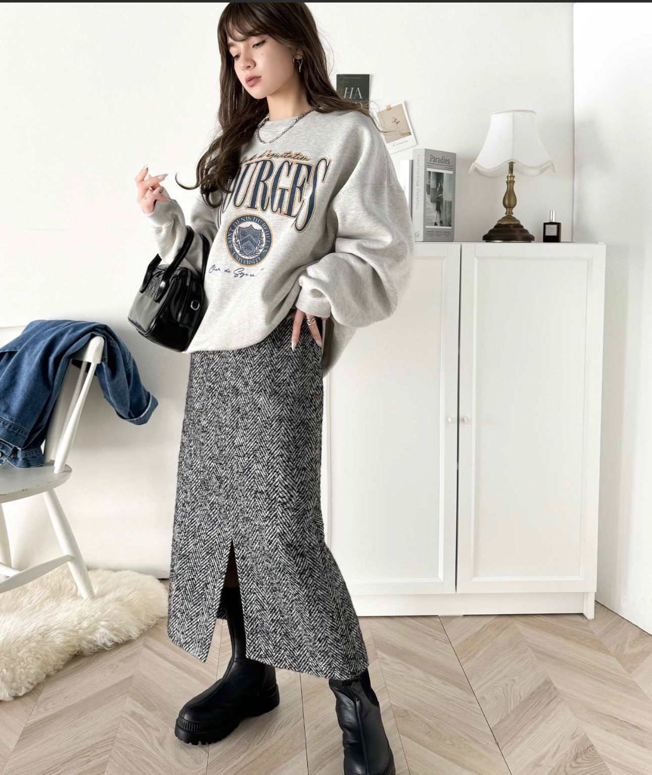 【預購】JN031204 classicalelf  人字紋長裙