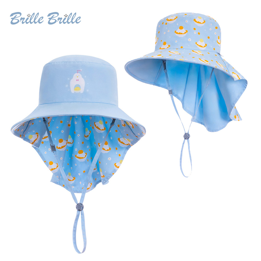 【Brille Brille】魟魚系列 Manta Ray 頸部防護 加長型 | 兒童防曬帽 -企鵝芒果冰