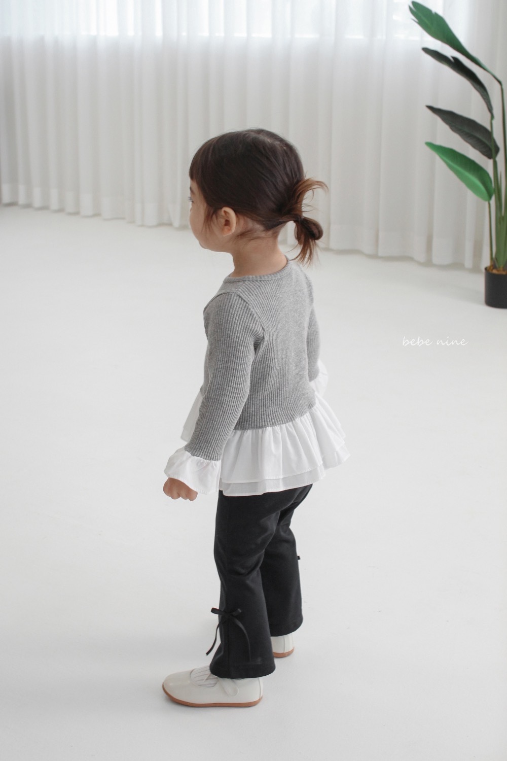 Bebe nine 純色蝴蝶結喇叭褲 / 2色