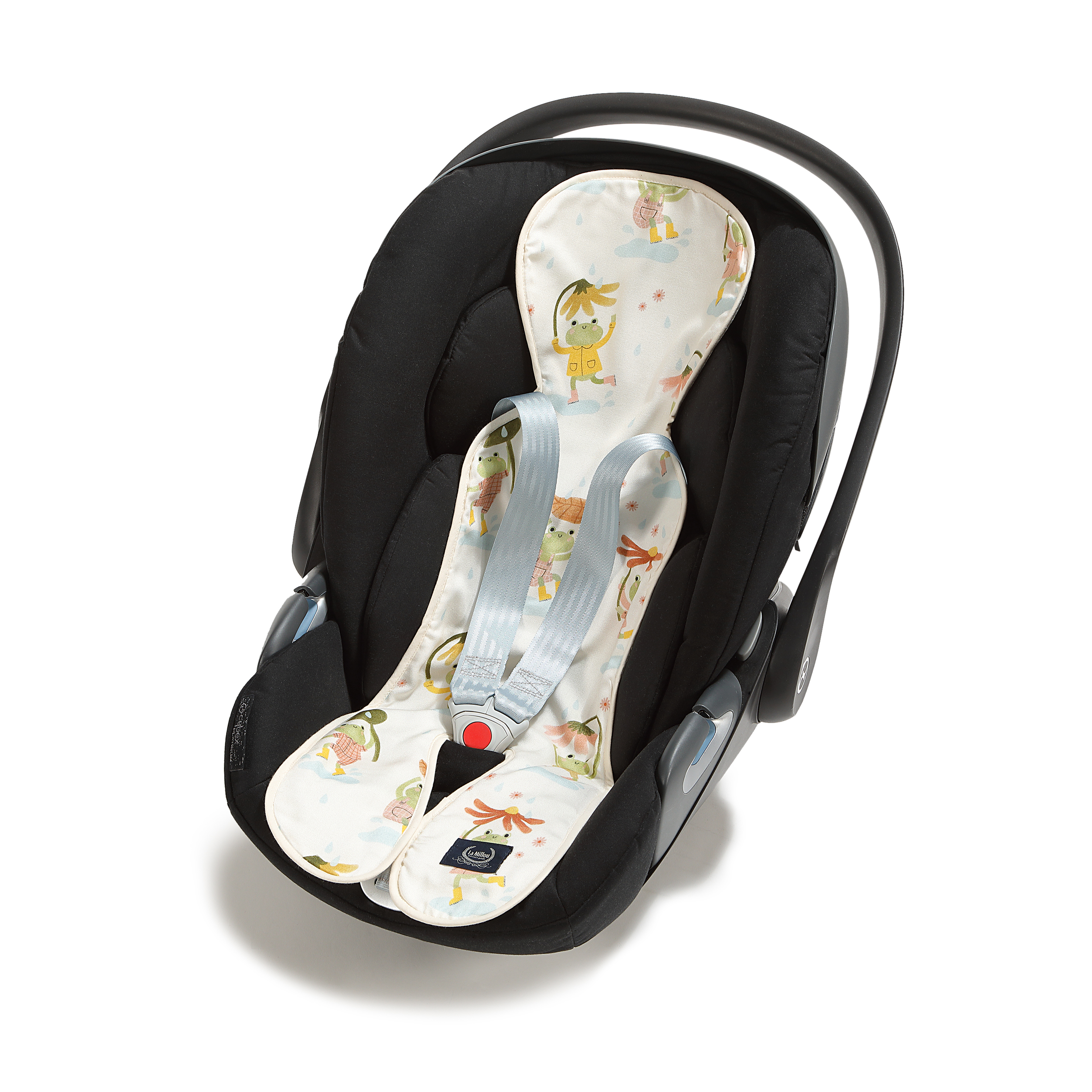 La Millou波蘭 竹纖涼感網格汽座坐墊｜雨點荷葉蛙