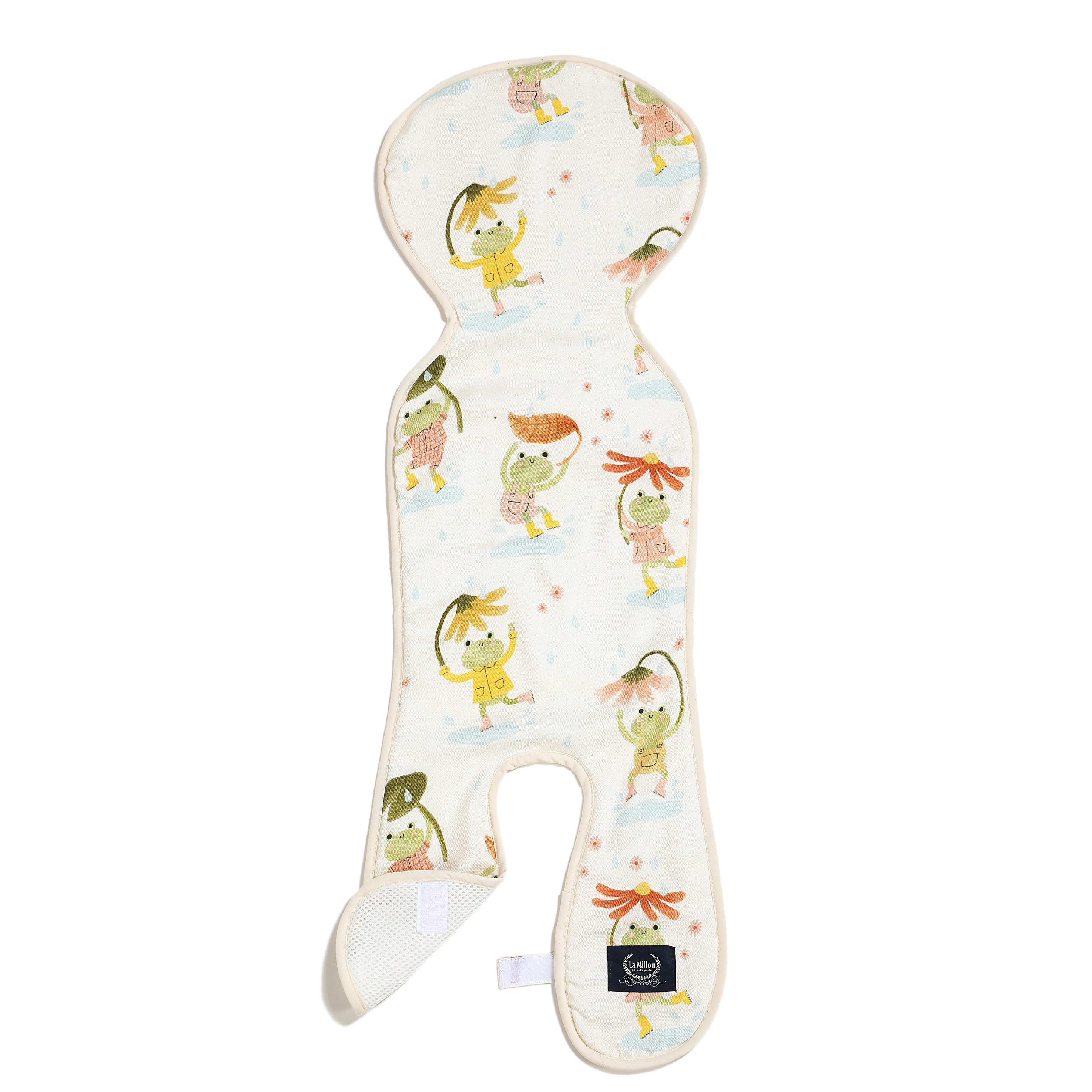 La Millou波蘭 竹纖涼感網格汽座坐墊｜雨點荷葉蛙