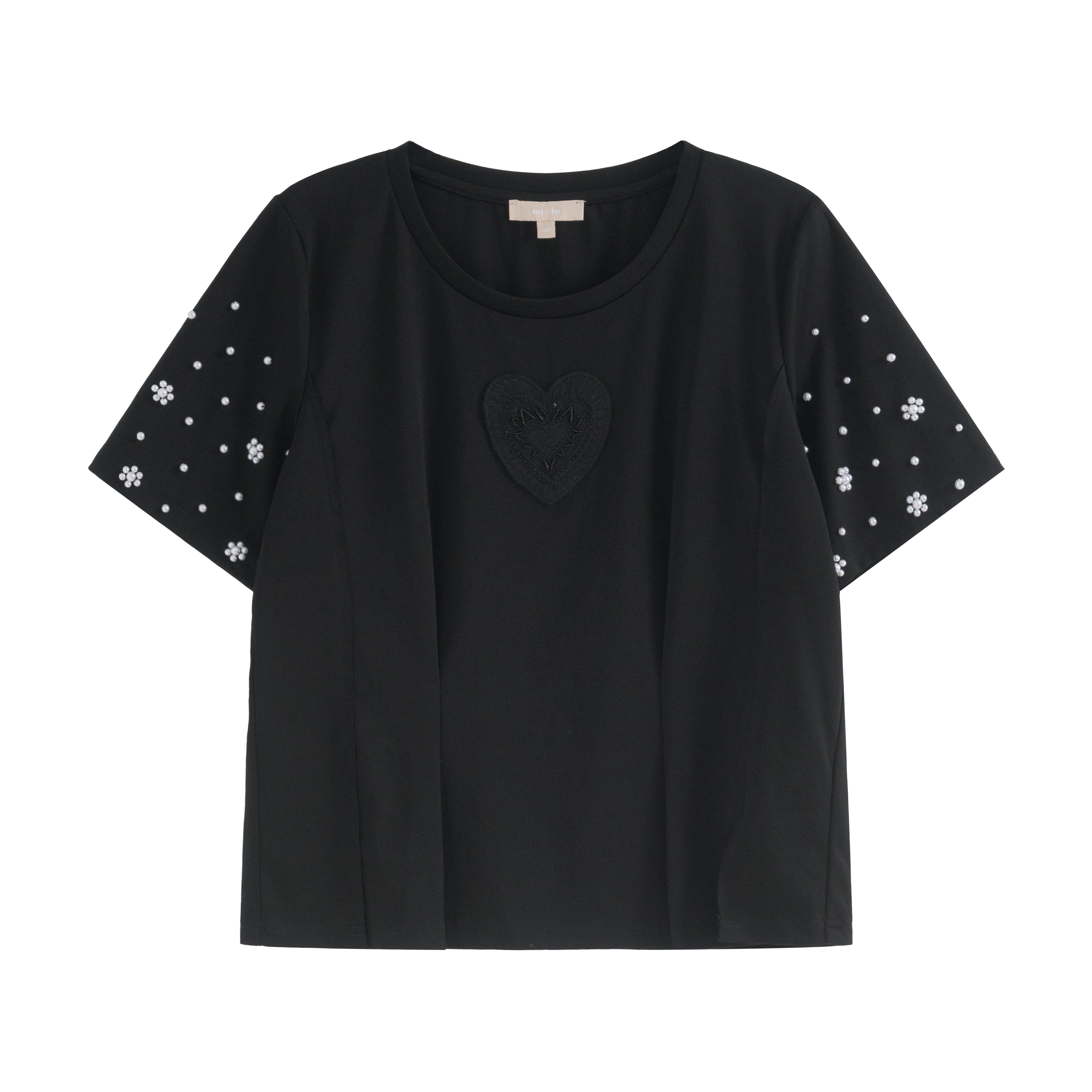 mi-tu Rhinestone Crew Neck T-Shirt