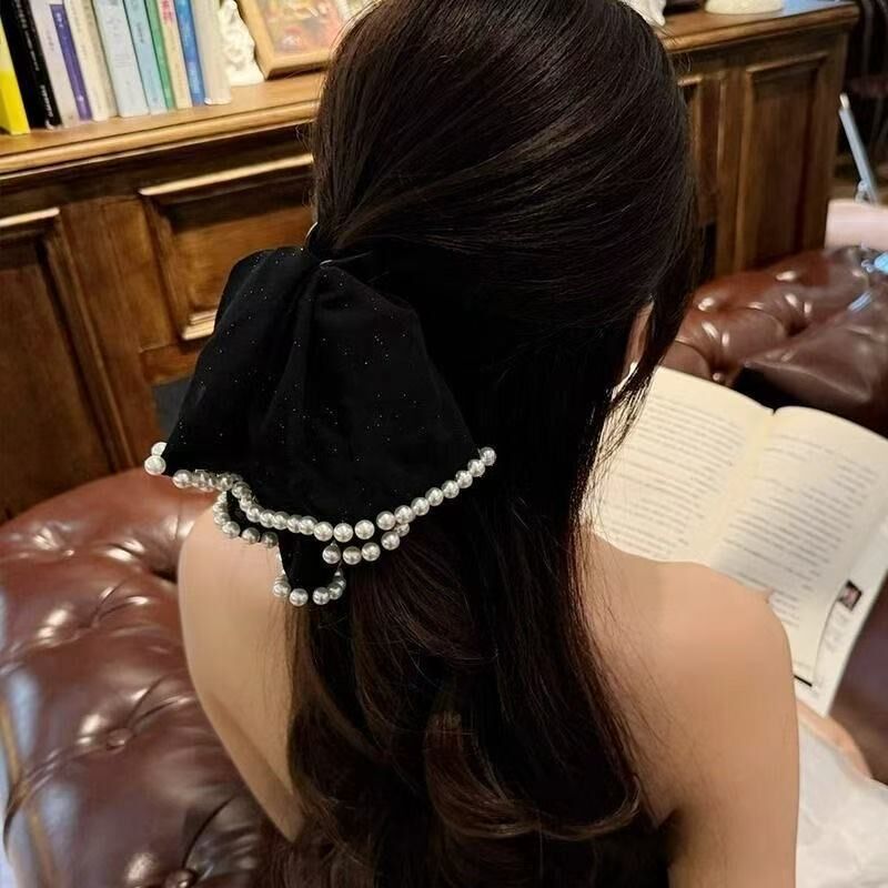 French Ruffle Pearl Ponytail Hair Claw