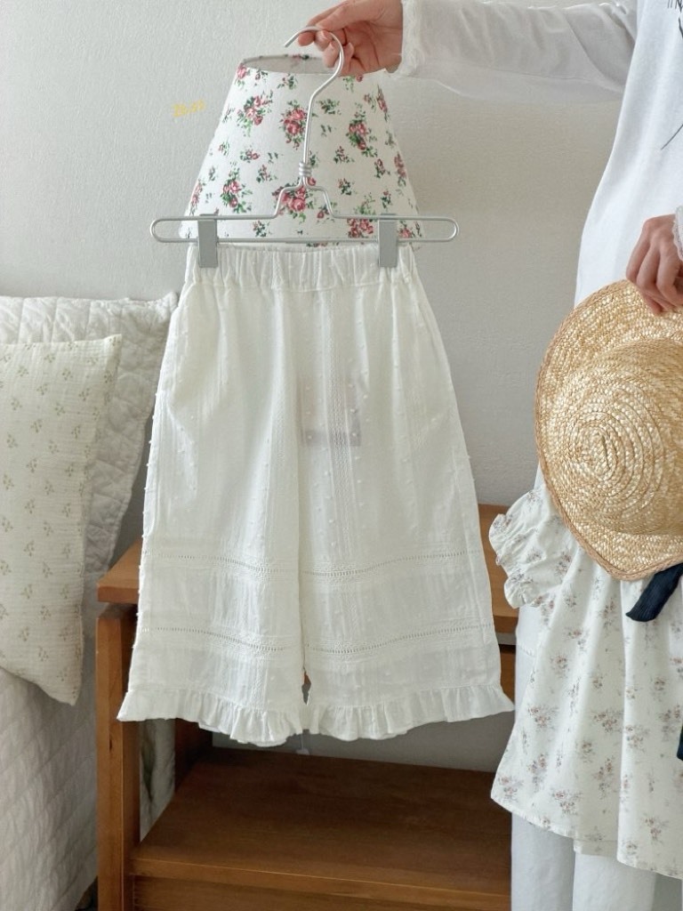 氣質緹花荷葉邊長褲