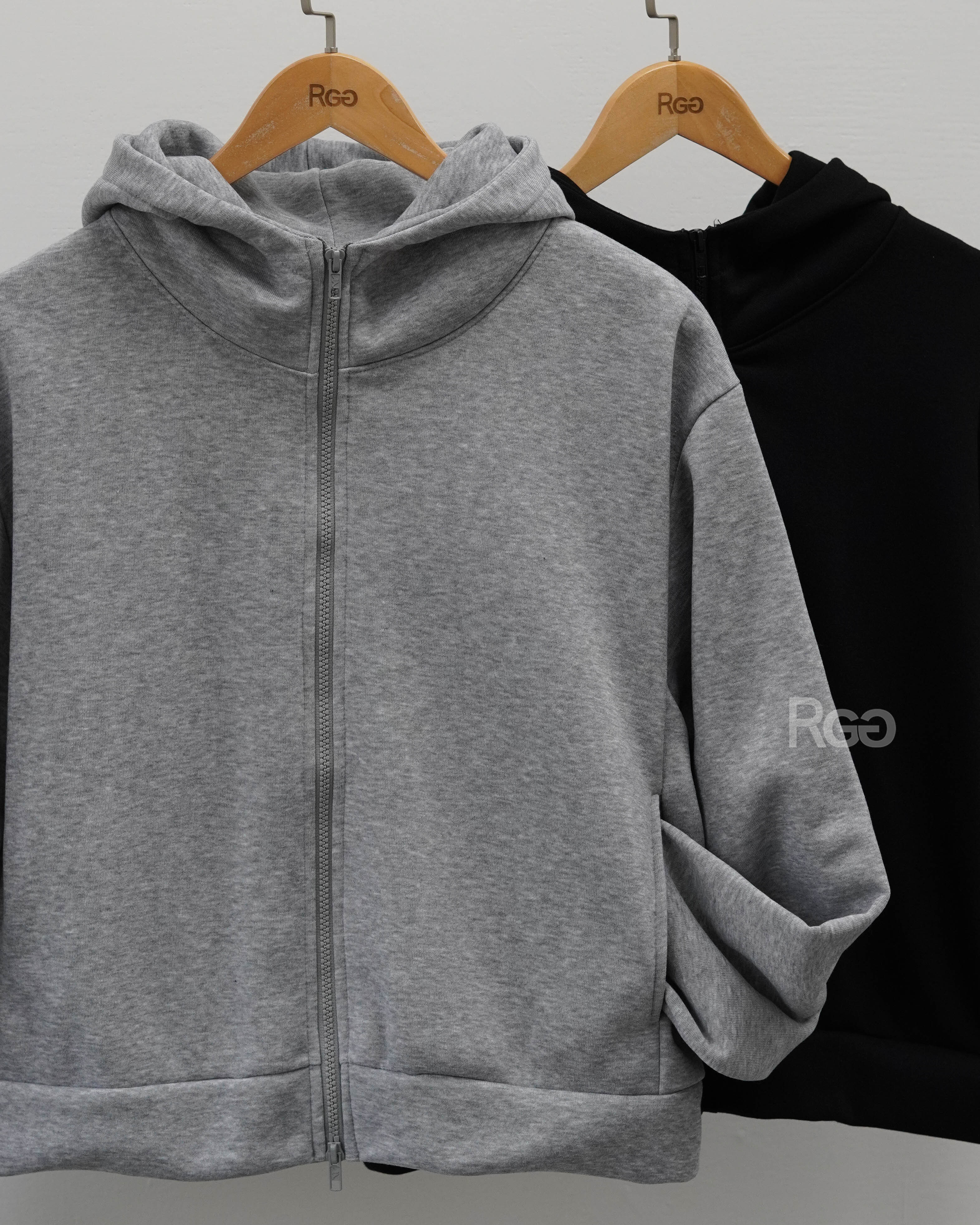 #11345 立領雙拉鍊連帽外套