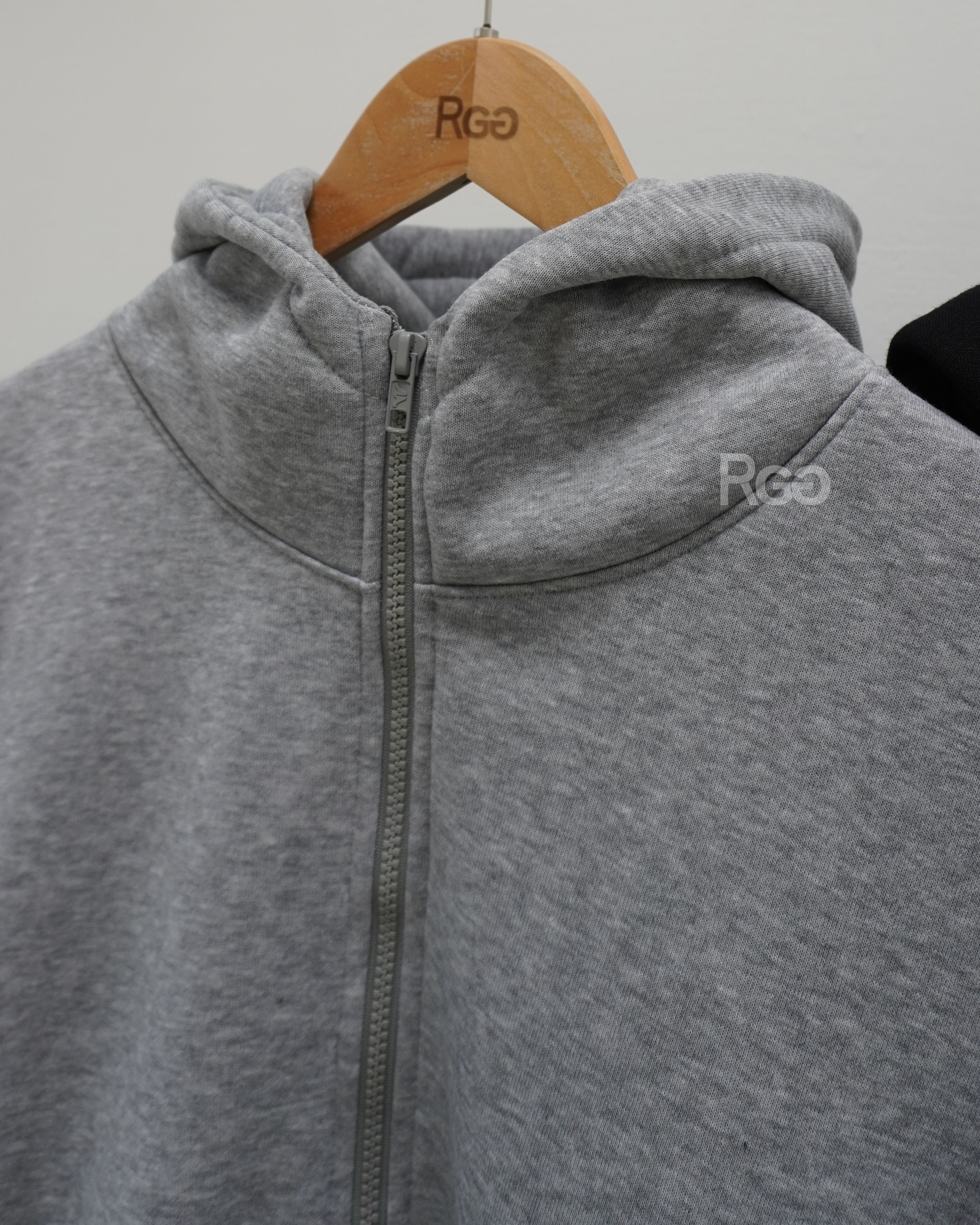 #11345 立領雙拉鍊連帽外套 立領細節