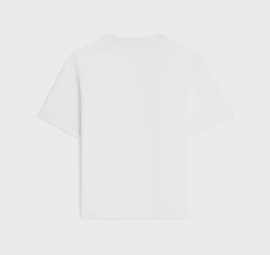 1DA0313-042 [CELINE] Loose T-Shirt in Cotton Jersey Optic White/Red/Denim Blue #RX0IA507Z.GHJ4 (BR)