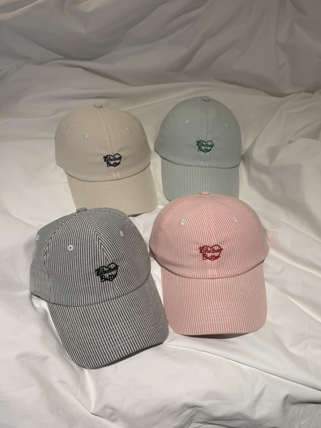 L26 春天條紋帽帽(米/綠/粉/黑)