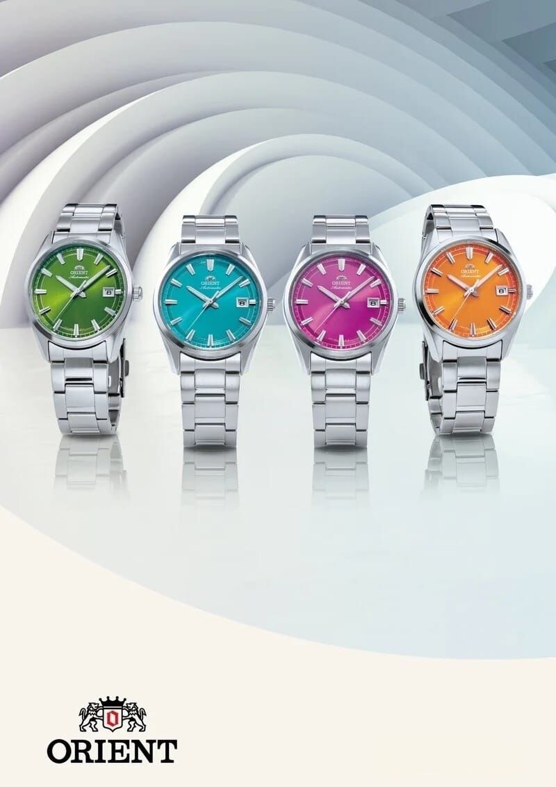 Orient 東方錶 Bambino Mechanical Contemporary Stretto Date 2026 Spring Summer Limited RN-AC0R05E/RA-AC0R05E 綠色 , RN-AC0R06L/RA-AC0R06L 淺藍色 , RN-AC0R07P/RA-AC0R07P 粉紅色, RN-AC0R08Y/RA-AC0R08Y 橙色 , 春夏限定 自動機械腕錶