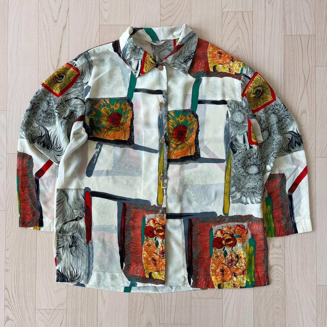 日本製油畫風圖案古著上衣