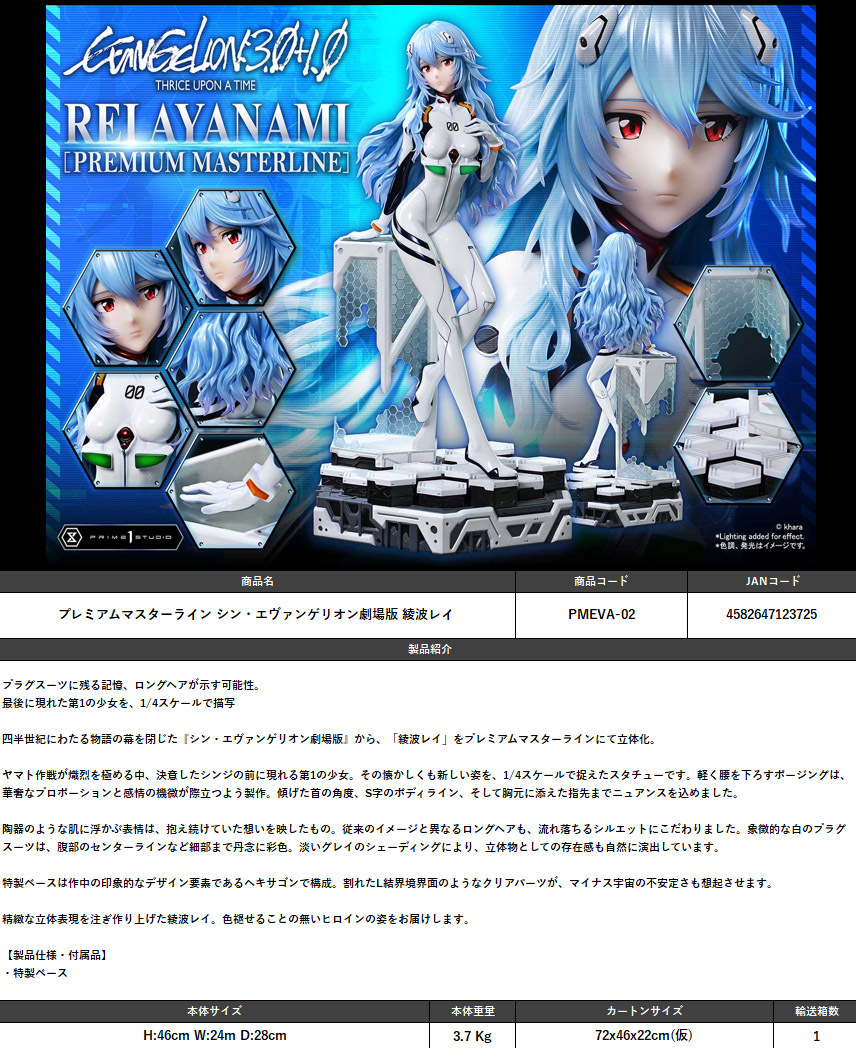 「ACG.GO」「預購」Prime 1 Studio Premium Masterline "Evangelion: 3.0+1.0 Thrice Upon a Time" 綾波麗