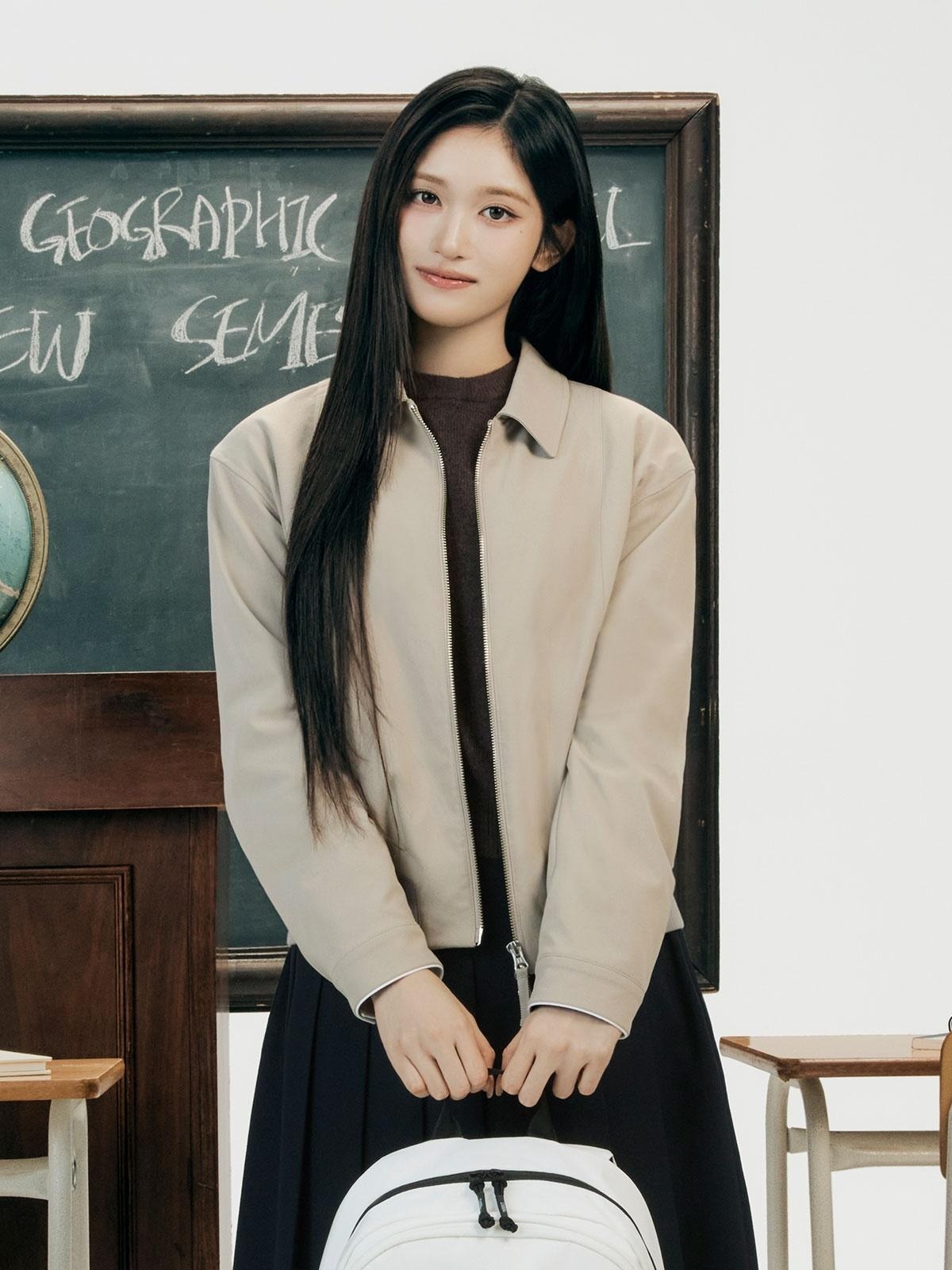 【韓國預購】AKR031213 National Geographic 女裝拉鏈翻領外套