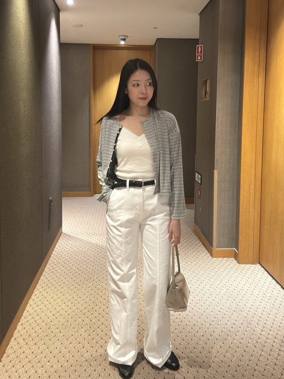 L25 線條白色長褲S/M