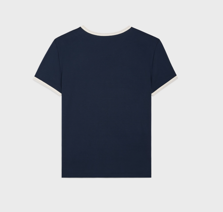 1DA0313-043 [CELINE] Celine Regular T-Shirt In Cotton Jersey Washed White/Navy #RX02R507Z.FYW4 (BR)