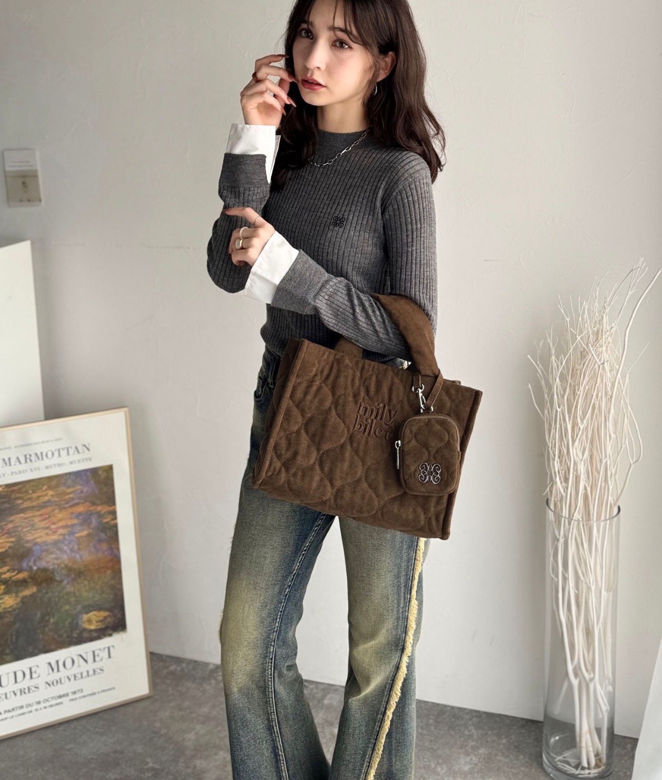 【預購】JN031207 mily bilet 復古雲朵絎縫兩用托特包