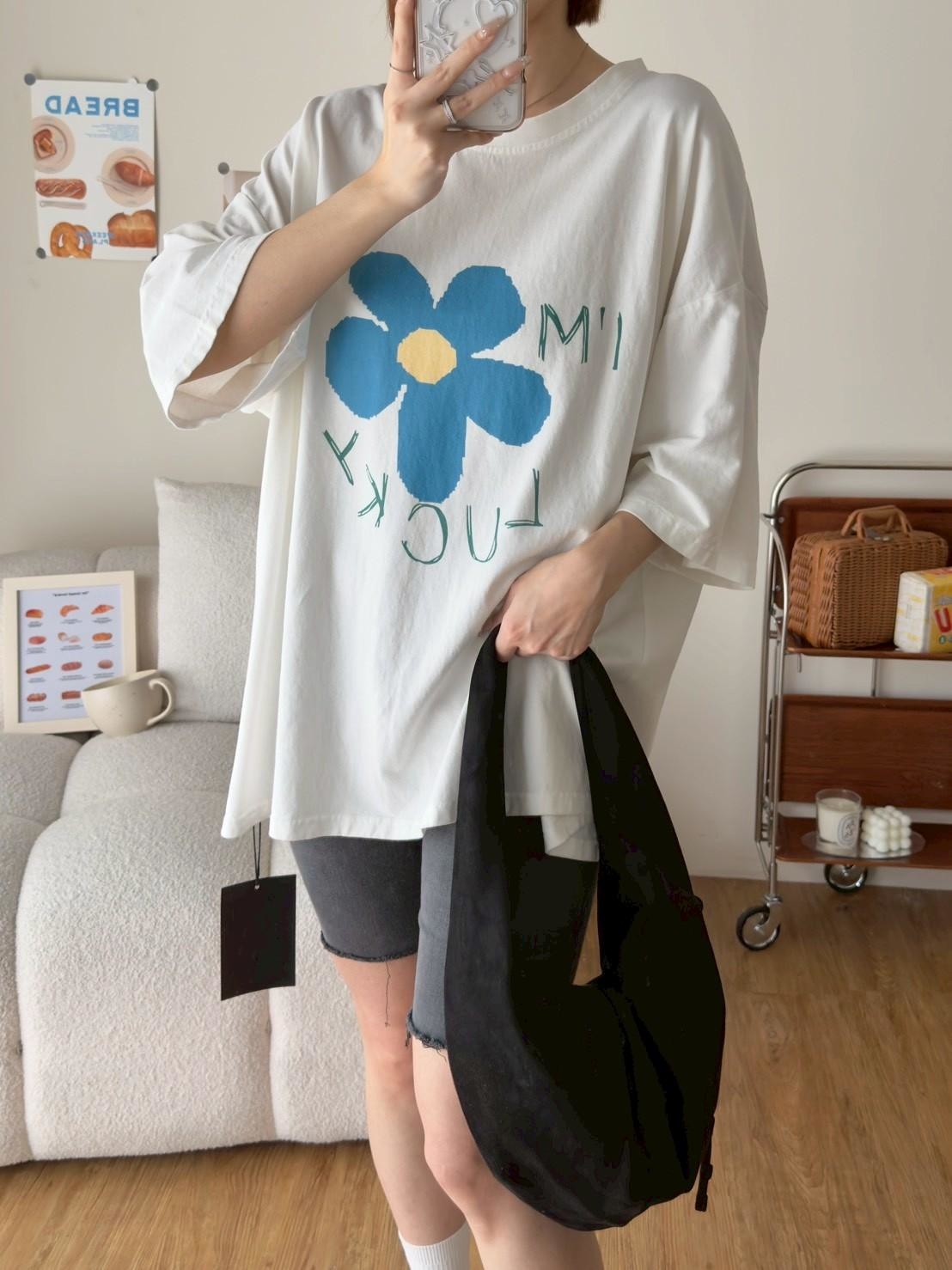 洗水面料花朵大T RAN6907