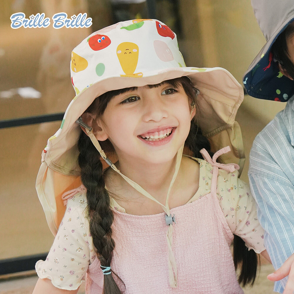 【Brille Brille】海馬系列 頸部防護 (可收放型) UPF50+| 兒童防曬帽 - 夏日水果吧