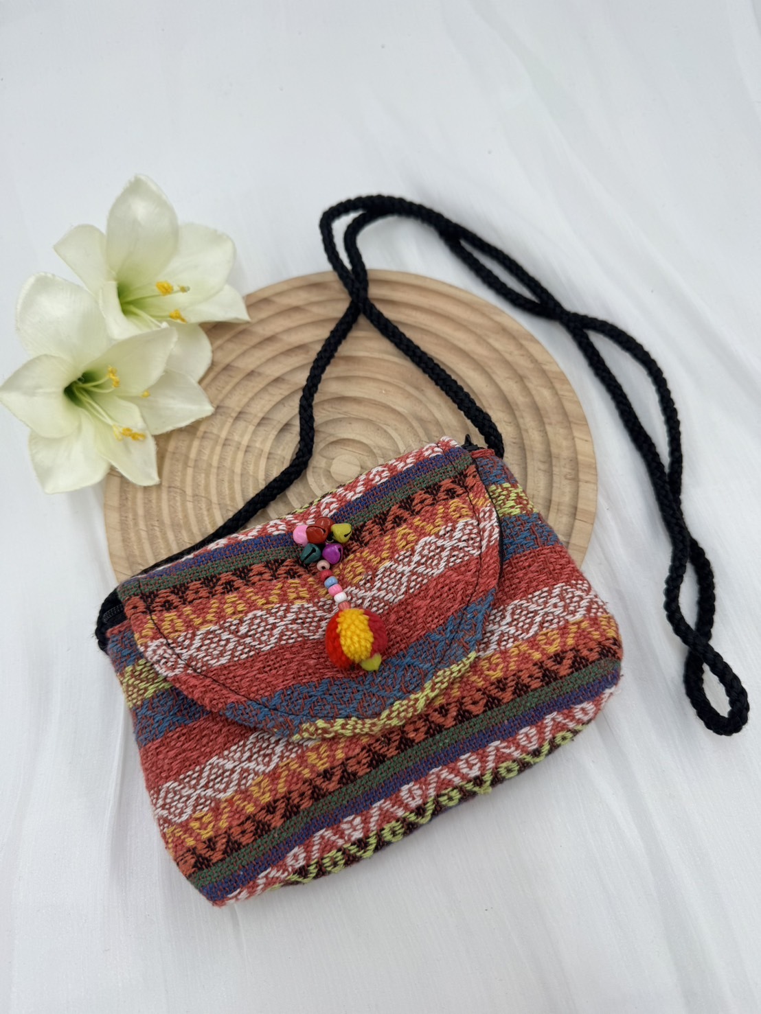 No.3圖騰織布斜肩包肩帶128寬18深12