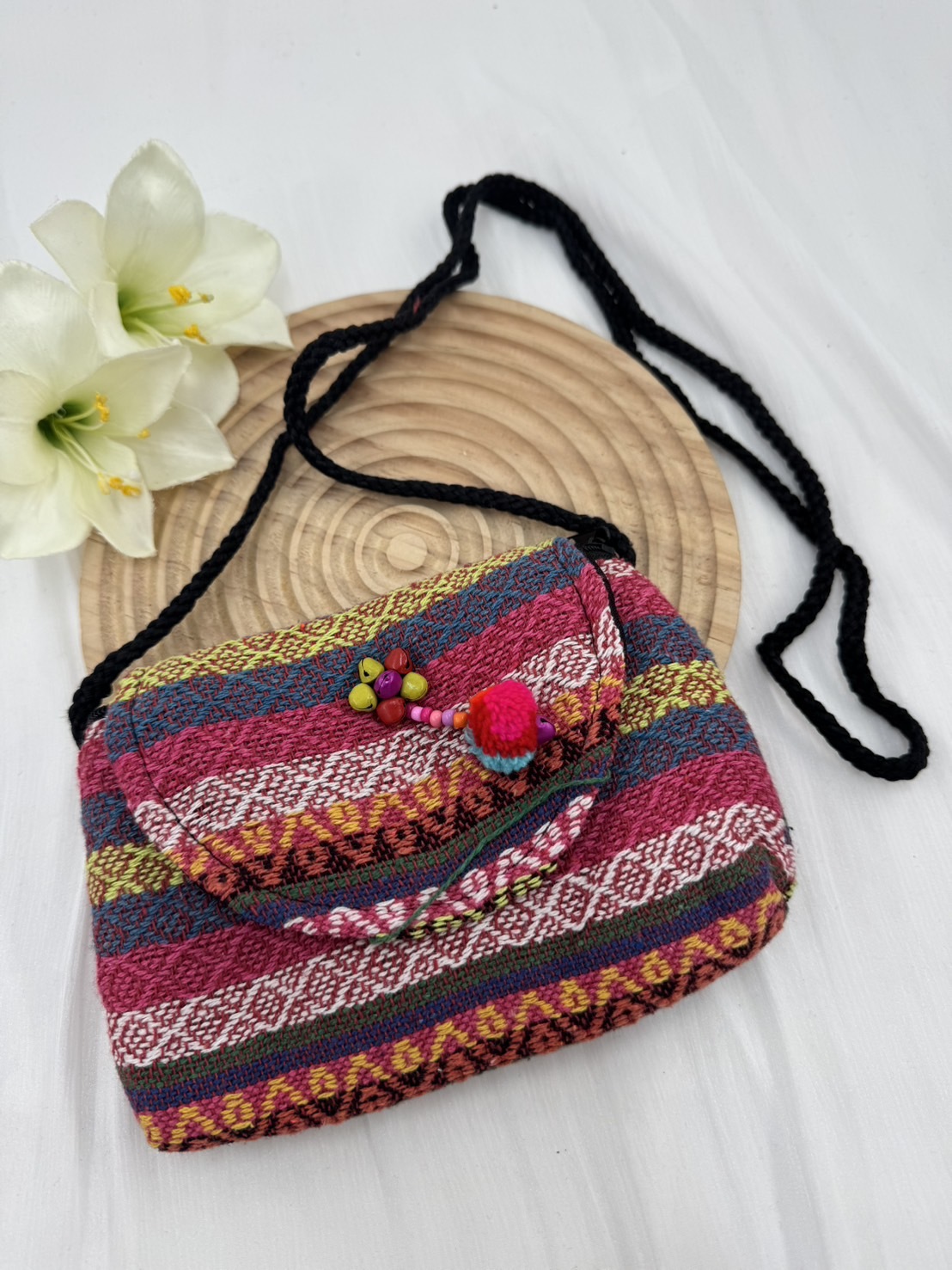 No.5圖騰織布斜肩包肩帶128寬18深12