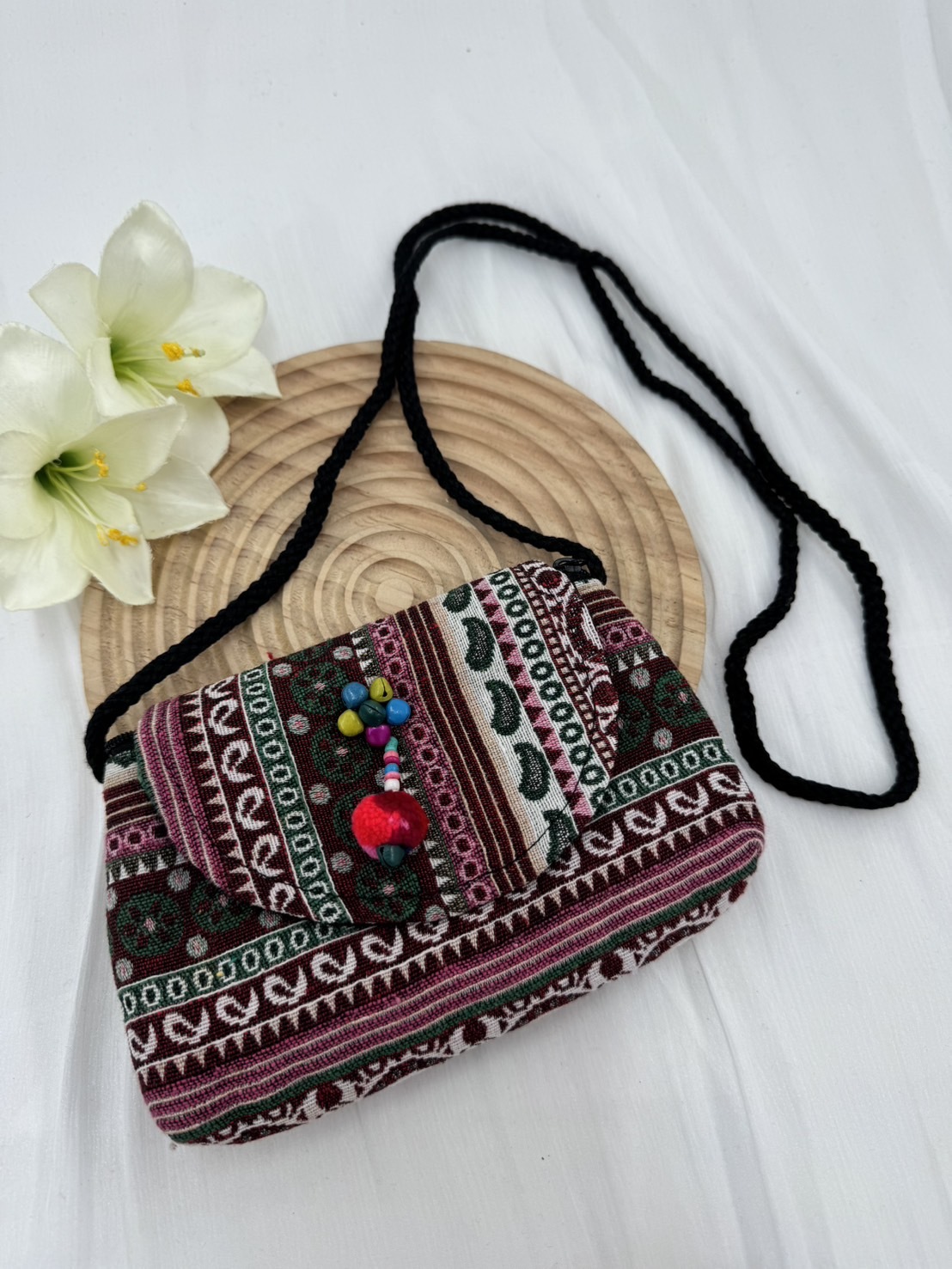 No.8圖騰織布斜肩包肩帶128寬18深12