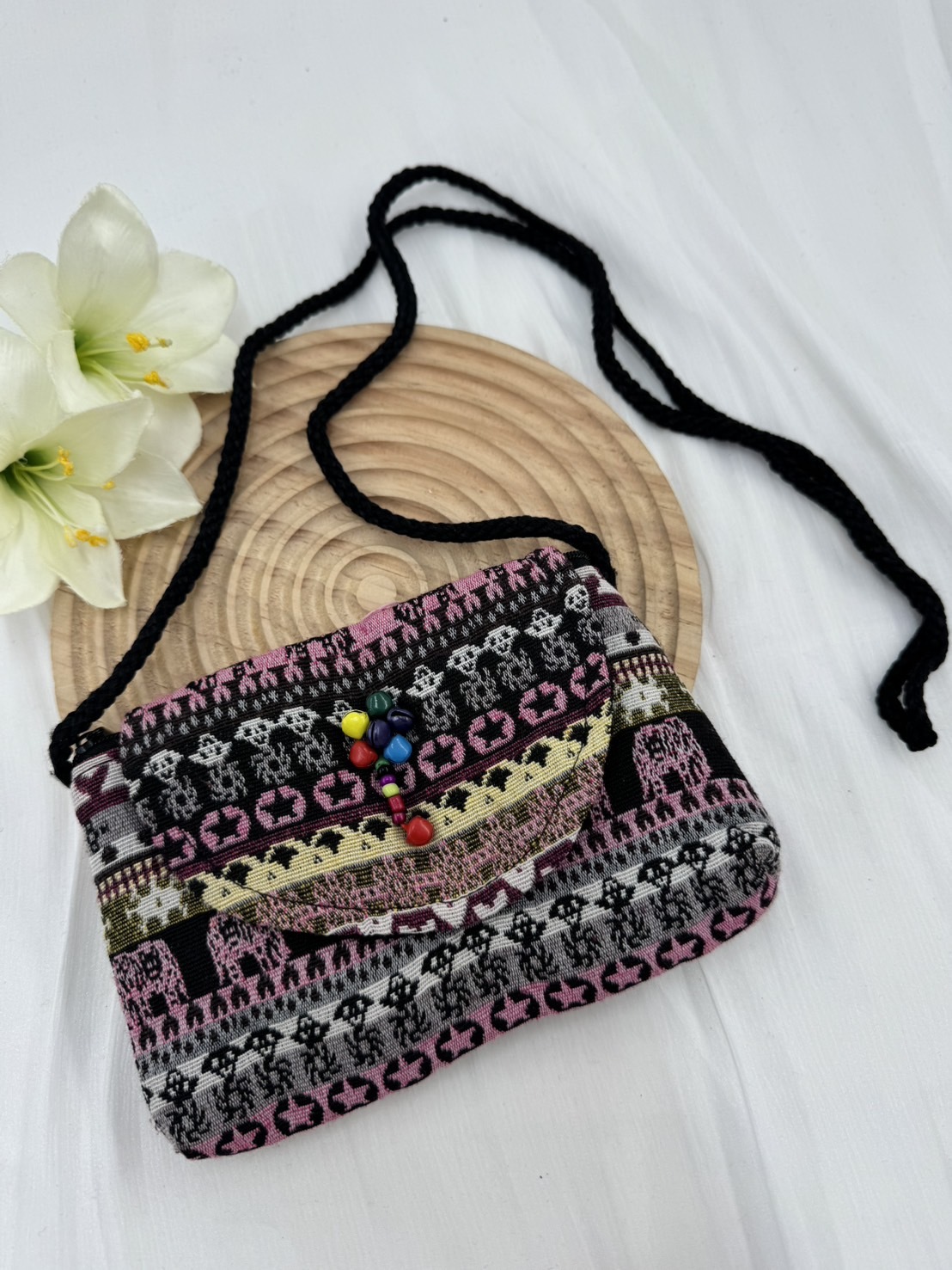 No.9圖騰織布斜肩包肩帶128寬18深12