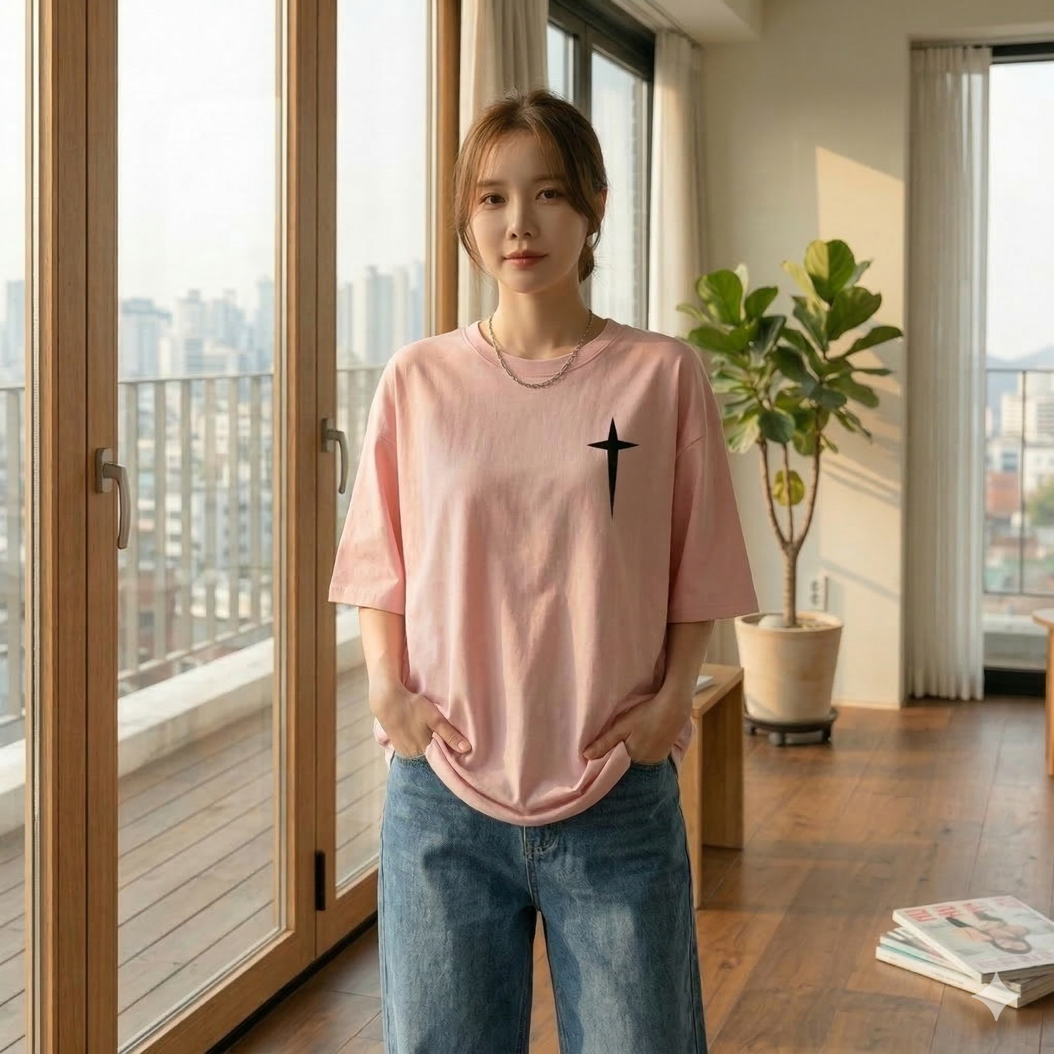 【ASister 小姊姊】AS0168#純棉上衣☆*十字街頭*中長版短袖T恤(3色 M-2XL)