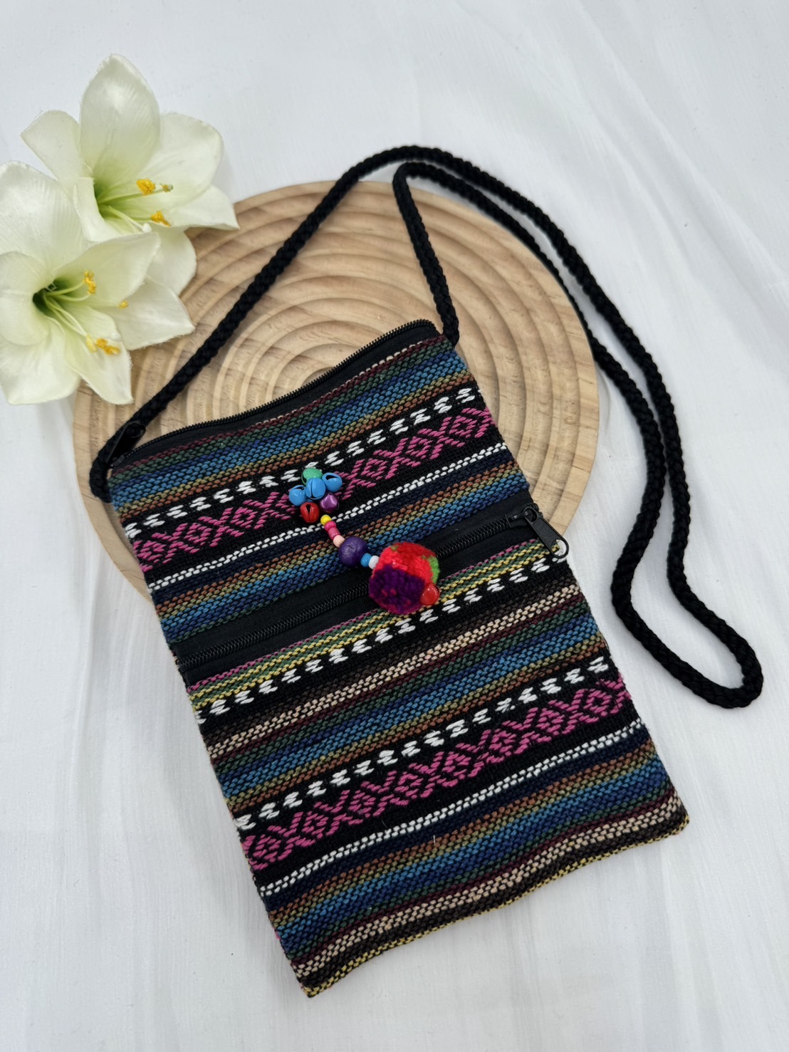 No.3圖騰織布斜肩包肩帶128寬13深19