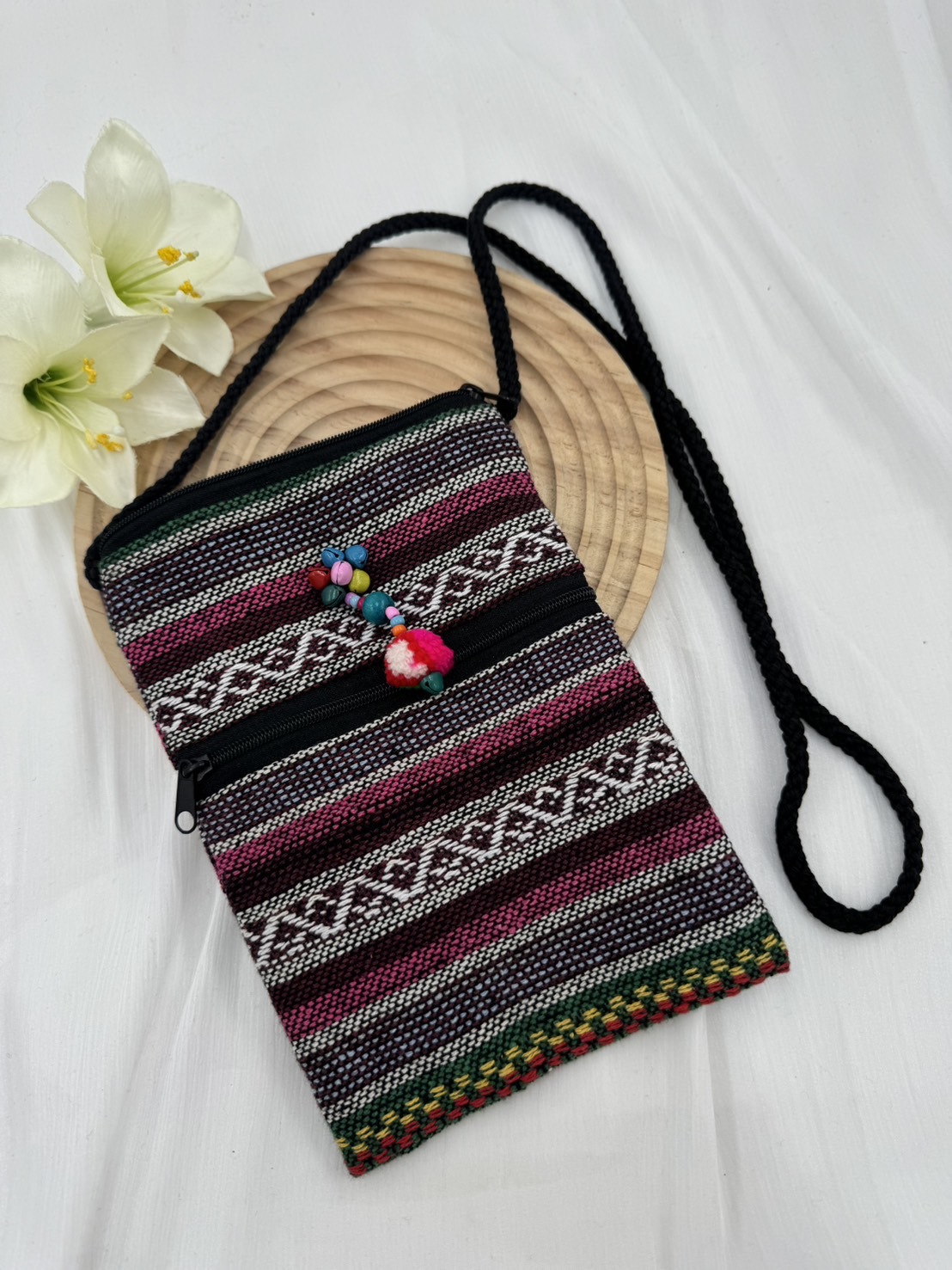 No.5圖騰織布斜肩包肩帶128寬13深19