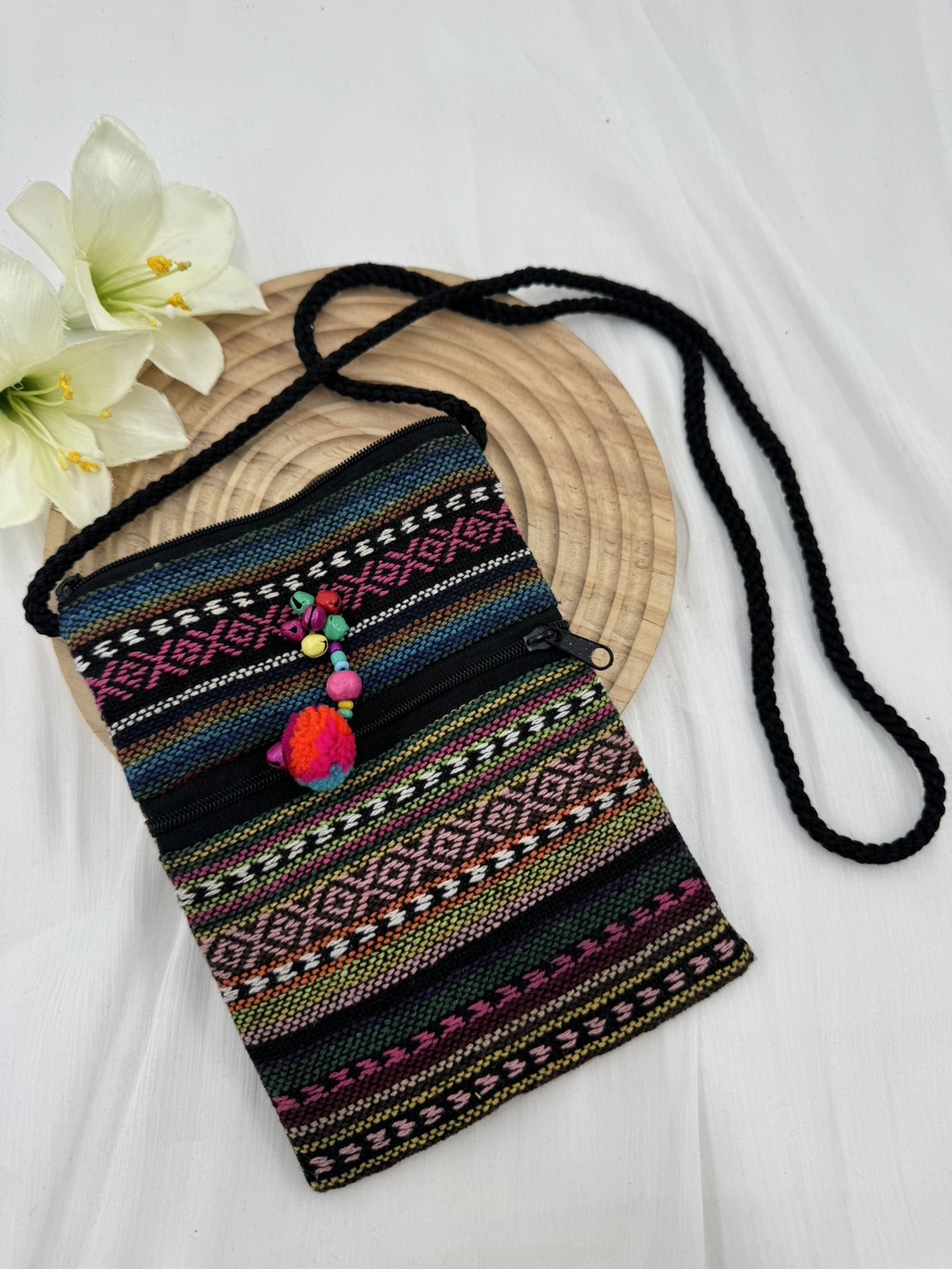 No.6圖騰織布斜肩包肩帶128寬13深19