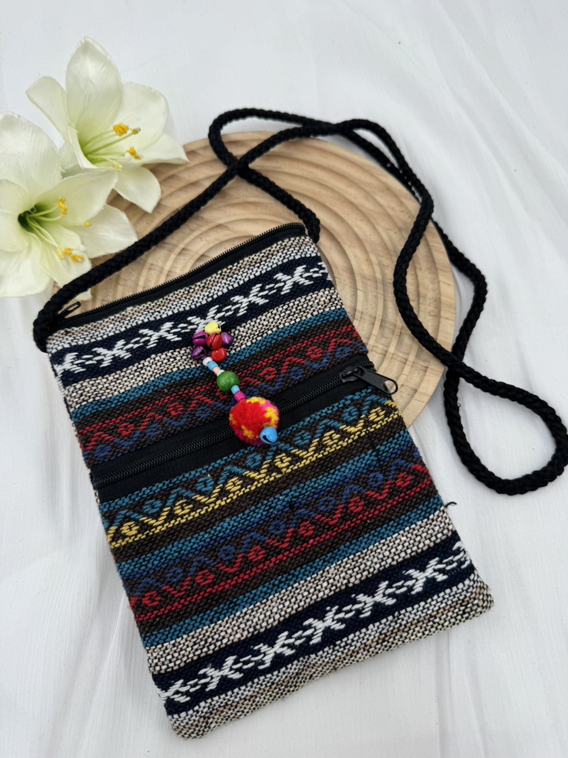 No.7圖騰織布斜肩包肩帶128寬13深19