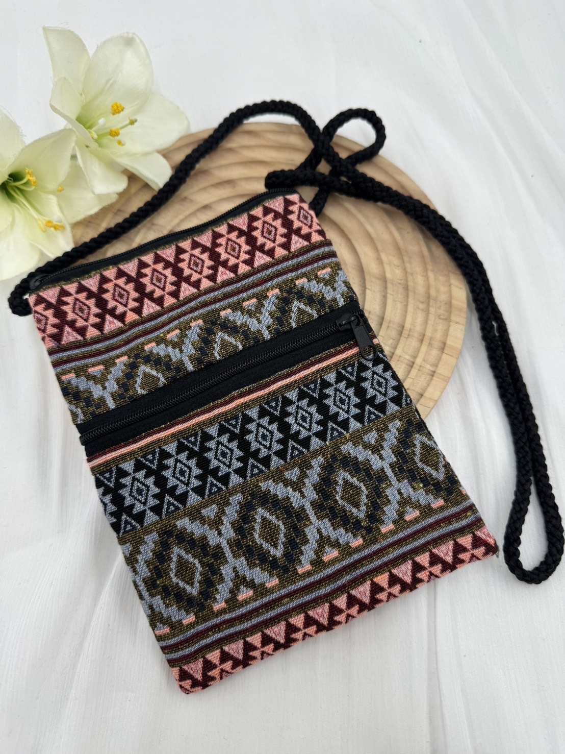 No.9圖騰織布斜肩包肩帶128寬13深19