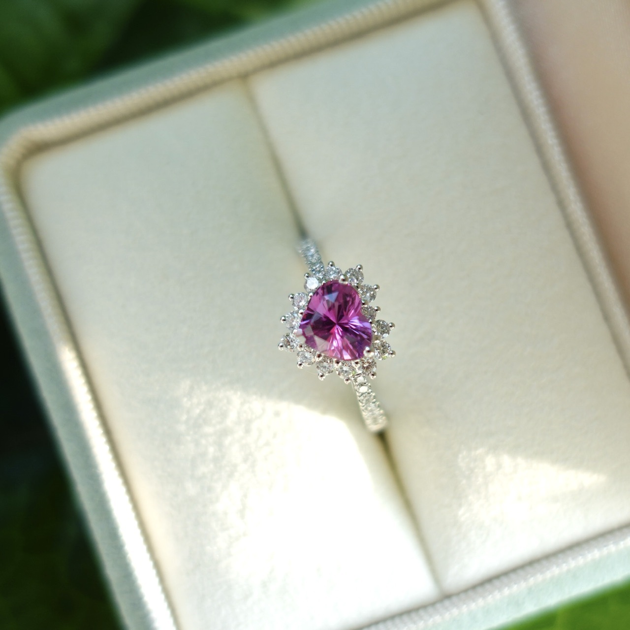 1.19ct無燒心形切Padparadscha 18K金戒指-日出色  (帶寶石證書)