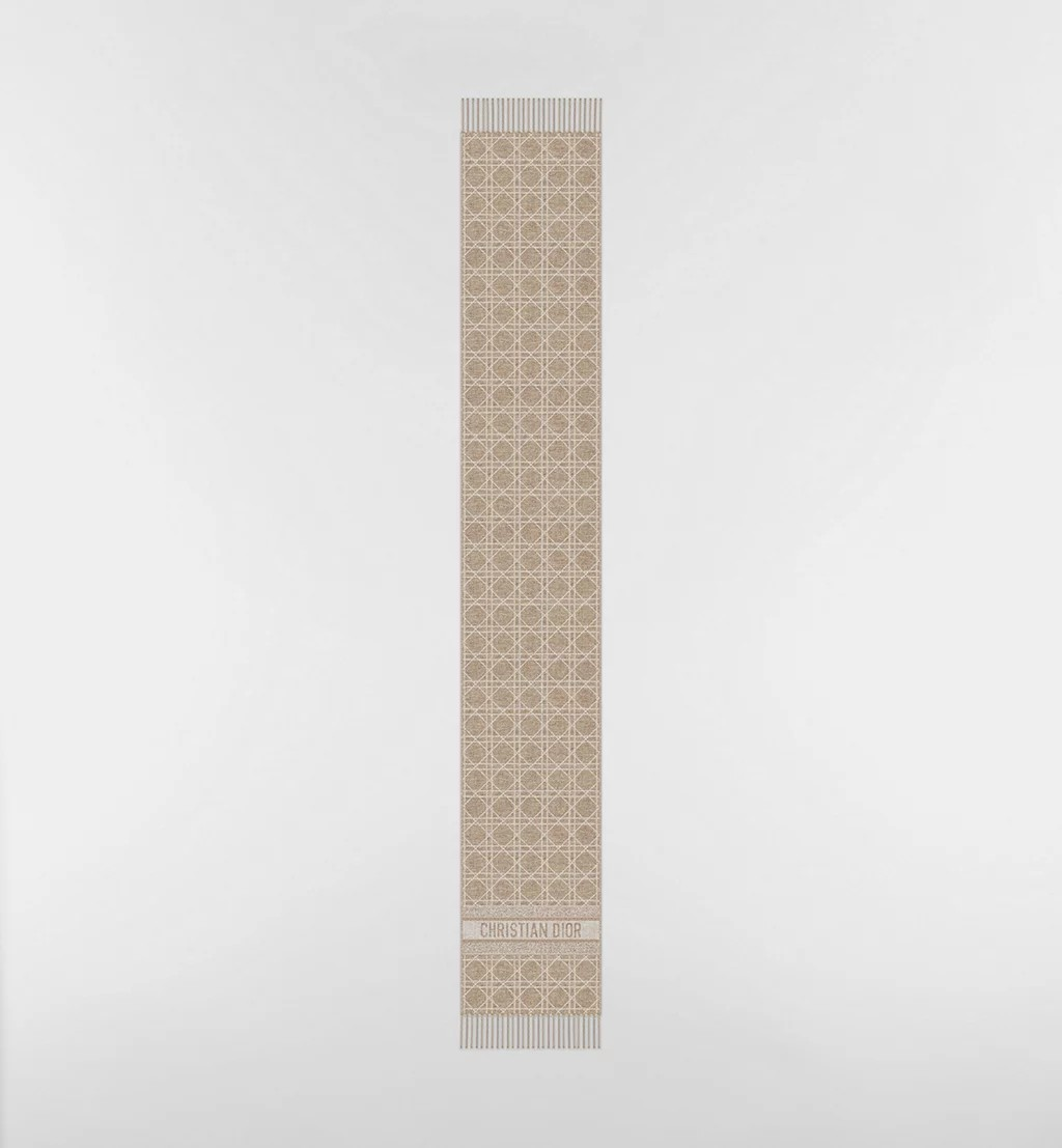 1DA0313-047 [DIOR] Cannage Scarf Taupe Beige Cashmere #61CAN201I035_C131 (BR)