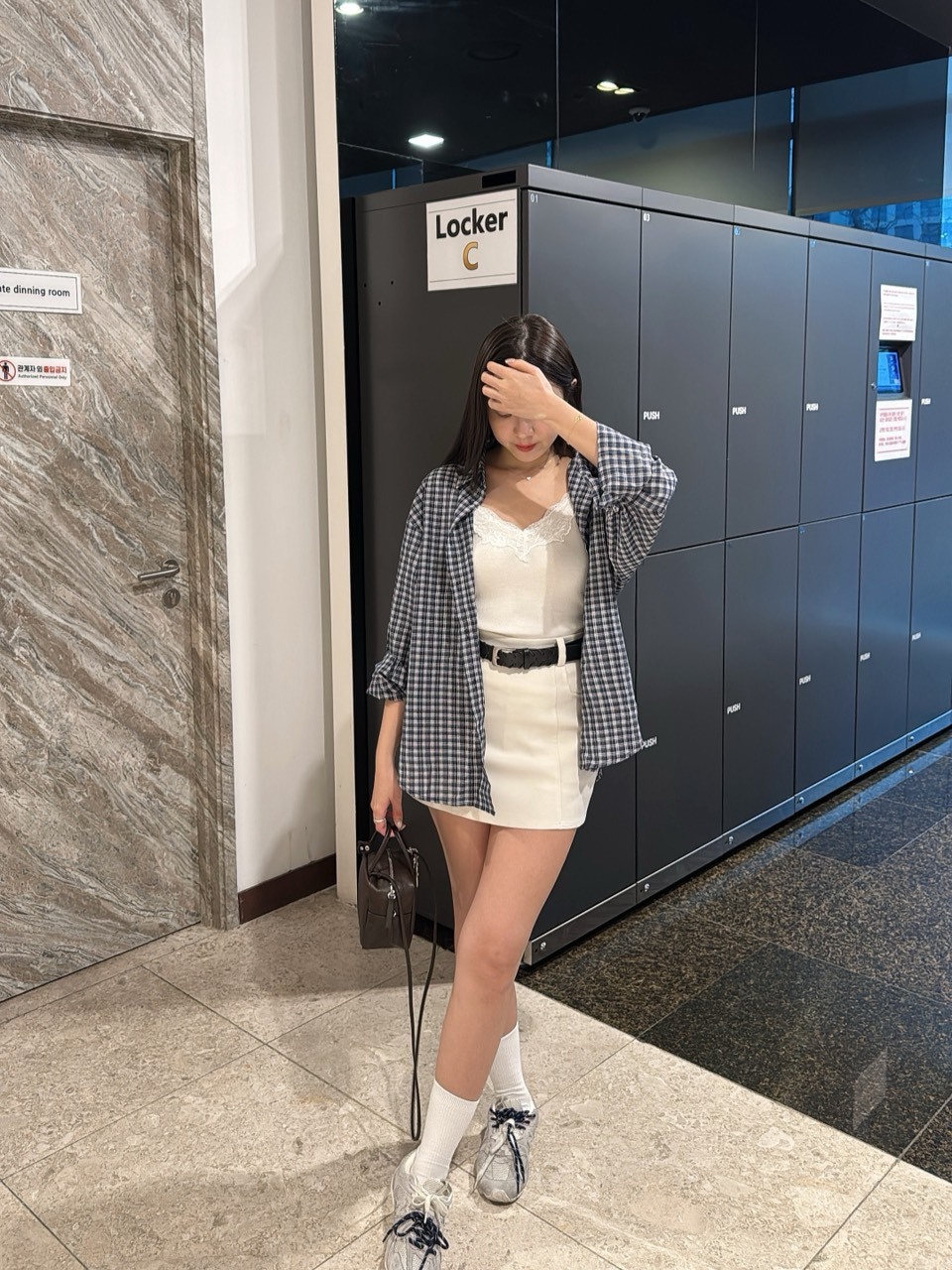 L01 皮帶短褲裙S/M/L(黑/米/白)