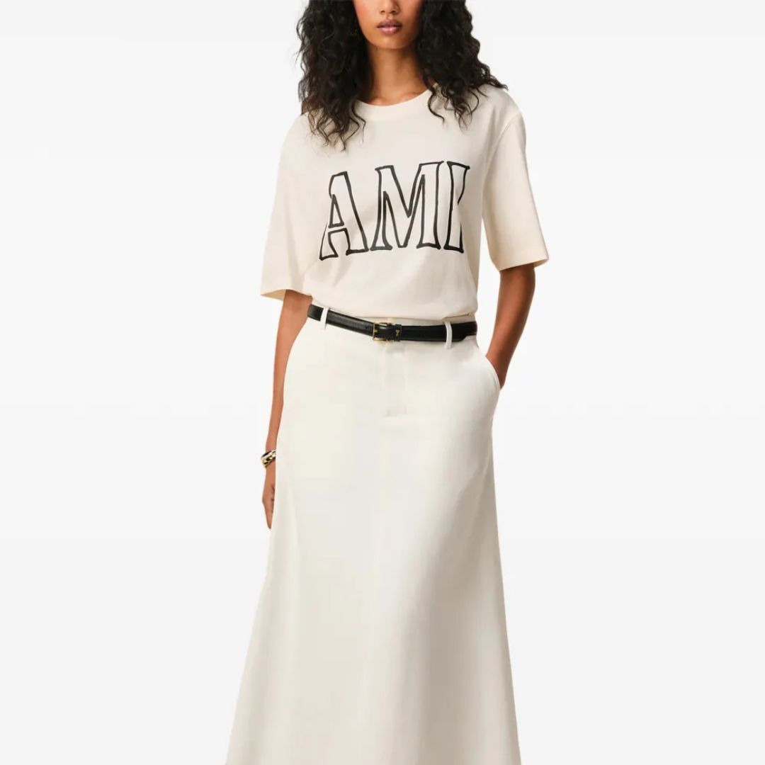 1DA0313-067 [AMI PARIS] Logo-Print T-Shirt Beige #UTS380726/136 (BR)