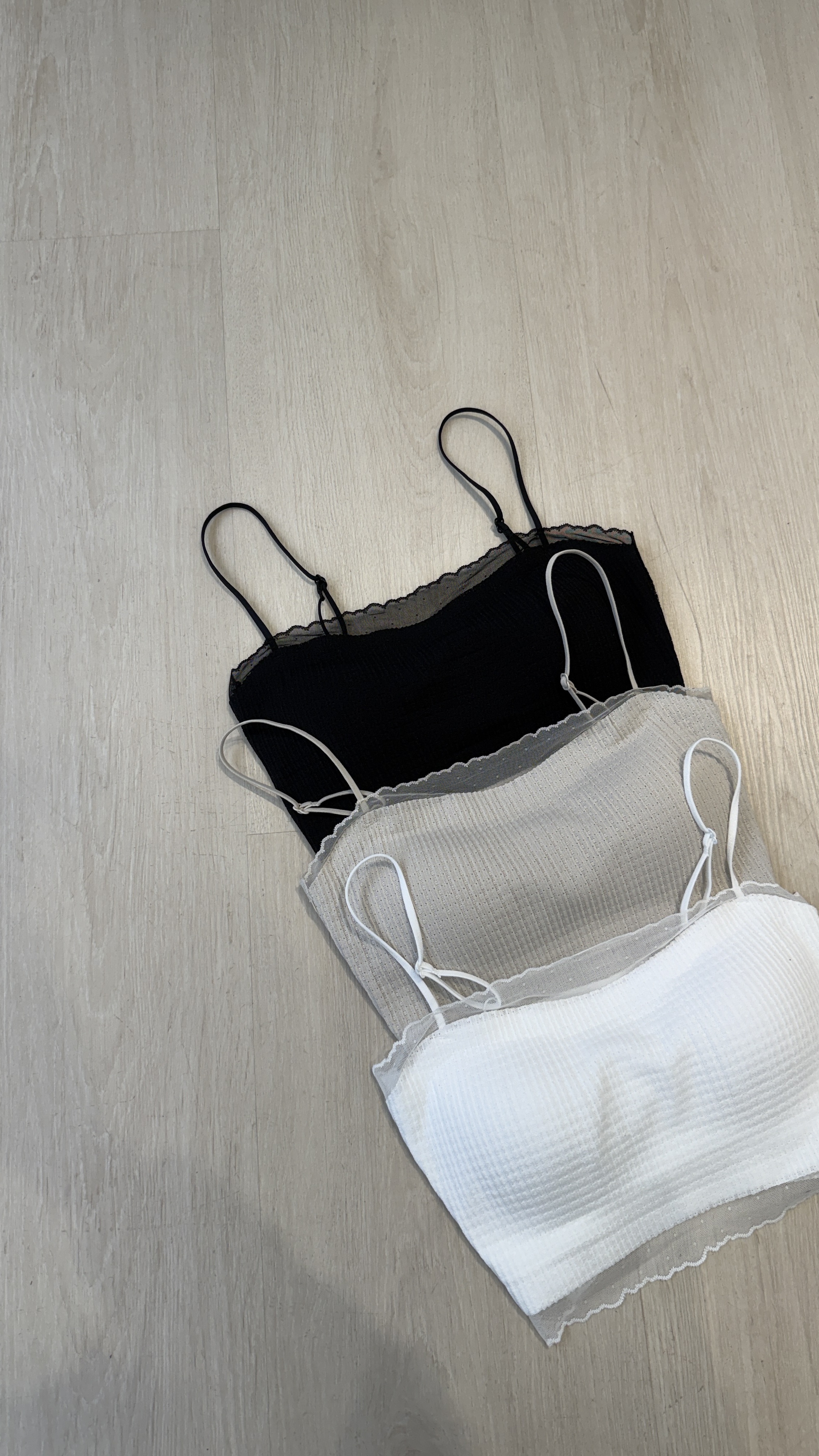 (短版) 夏日仙女的雪糕蕾絲Bra背心 (肩可調) _2521